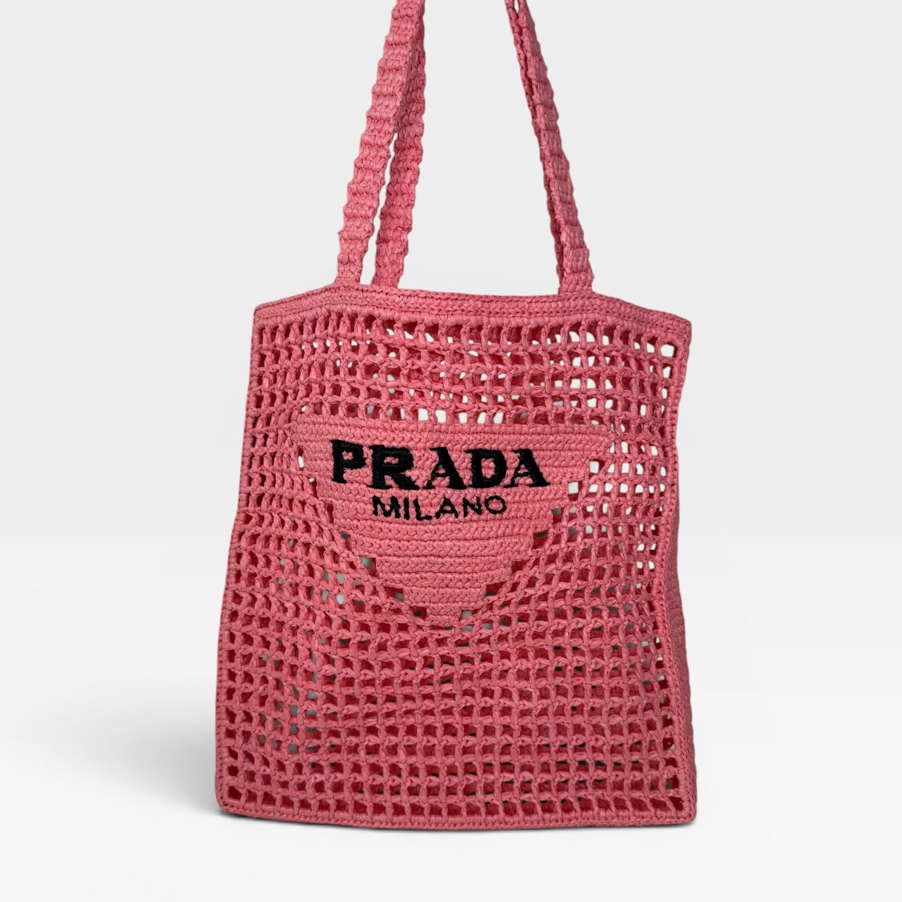 Prada Crotchet Tote In Petal Pink Excellent Condition