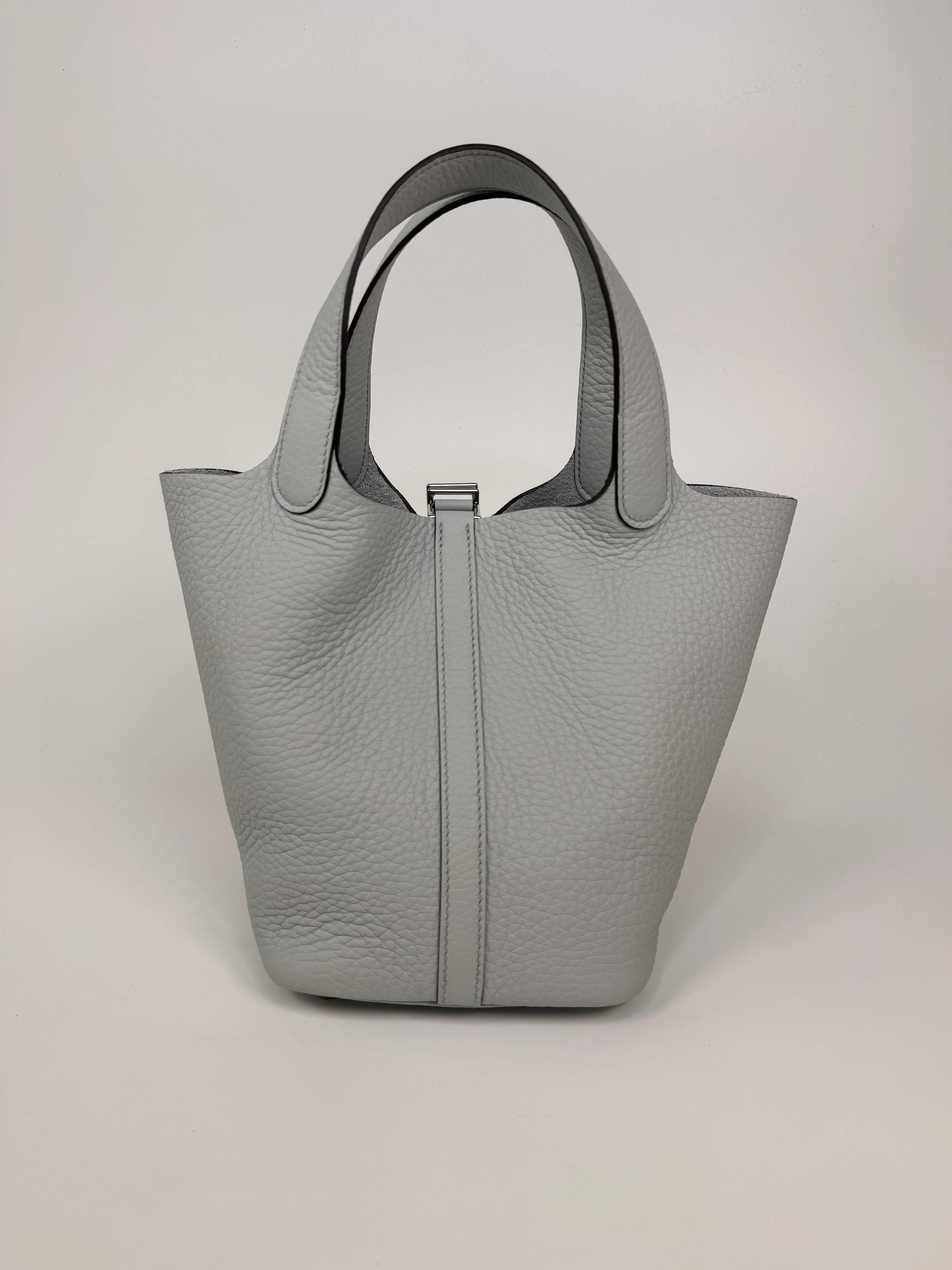 Hermès Picotin 18 In Bleu Pale Clemence Leather With Palladium Hardware