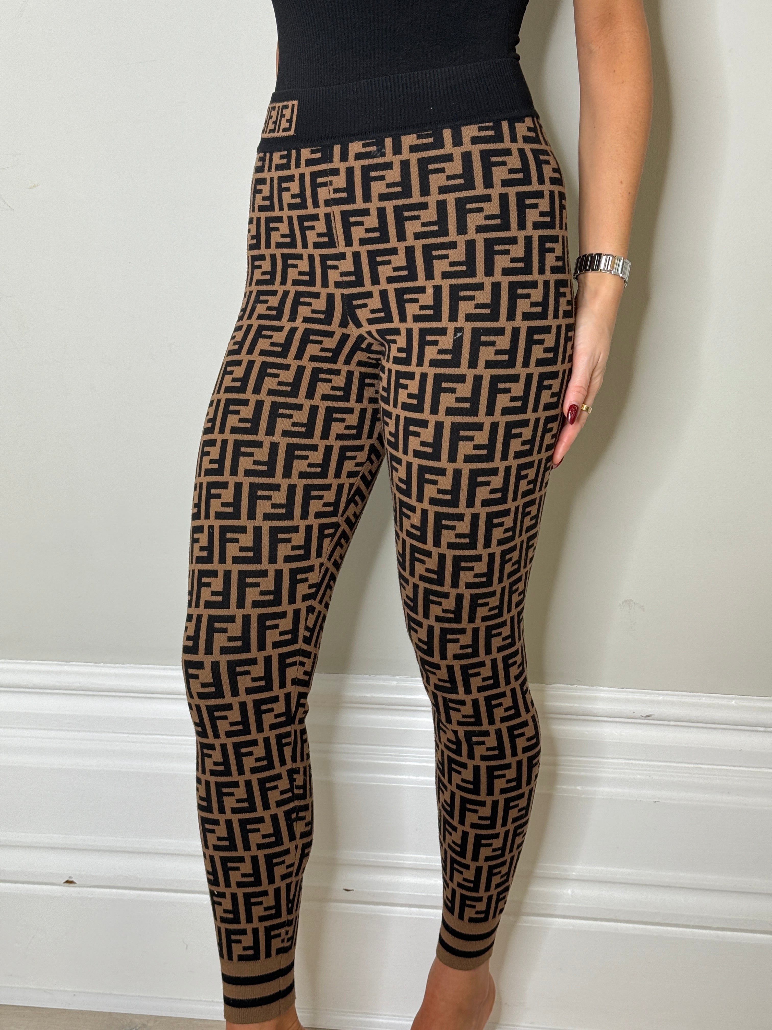 Fendi FF Brow/Black Leggings (Size IT38/UK6) Authentic and preloved. Excellent condition.
