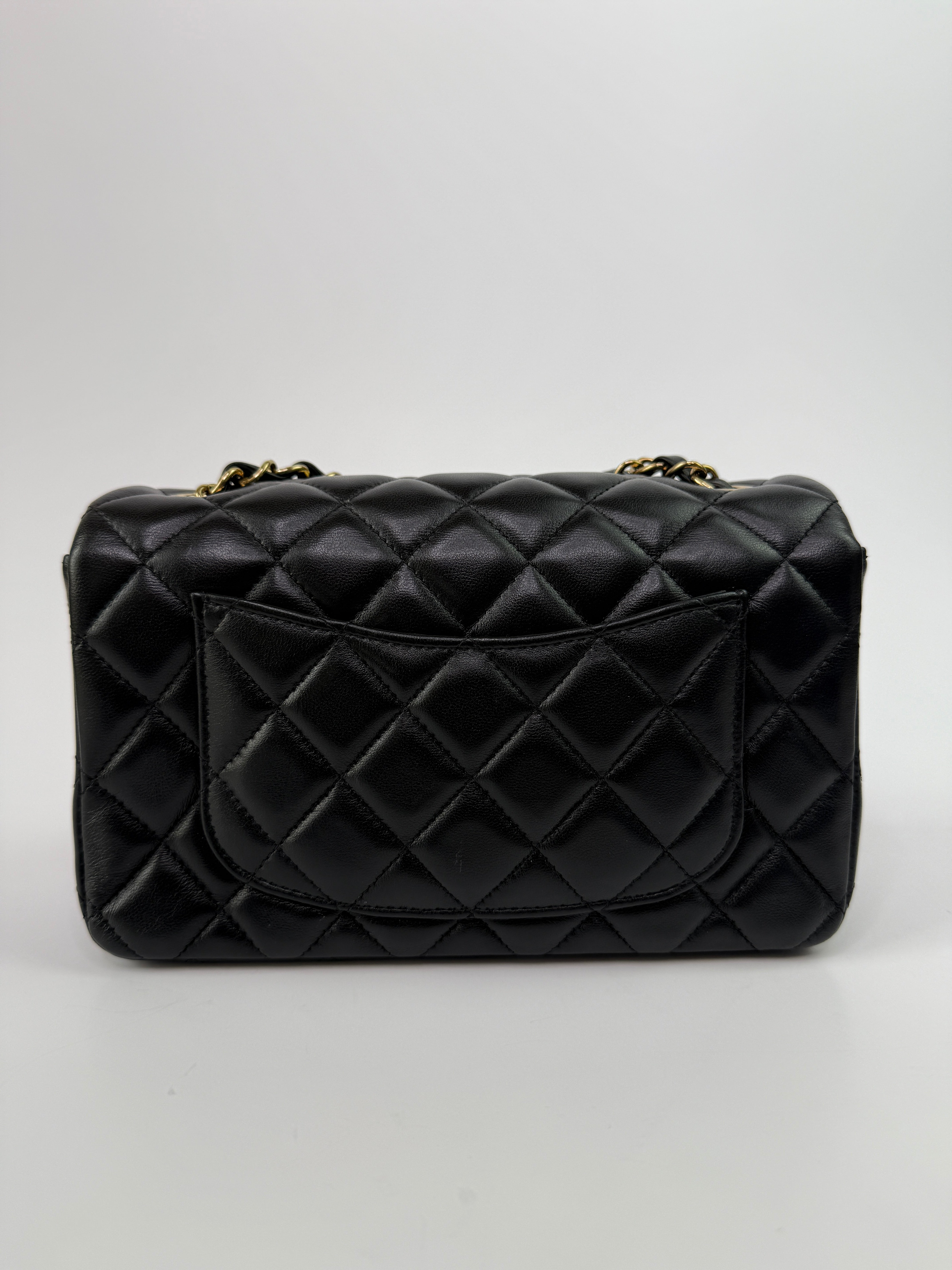 Chanel Mini Rectangle In Black Lambskin With GHW