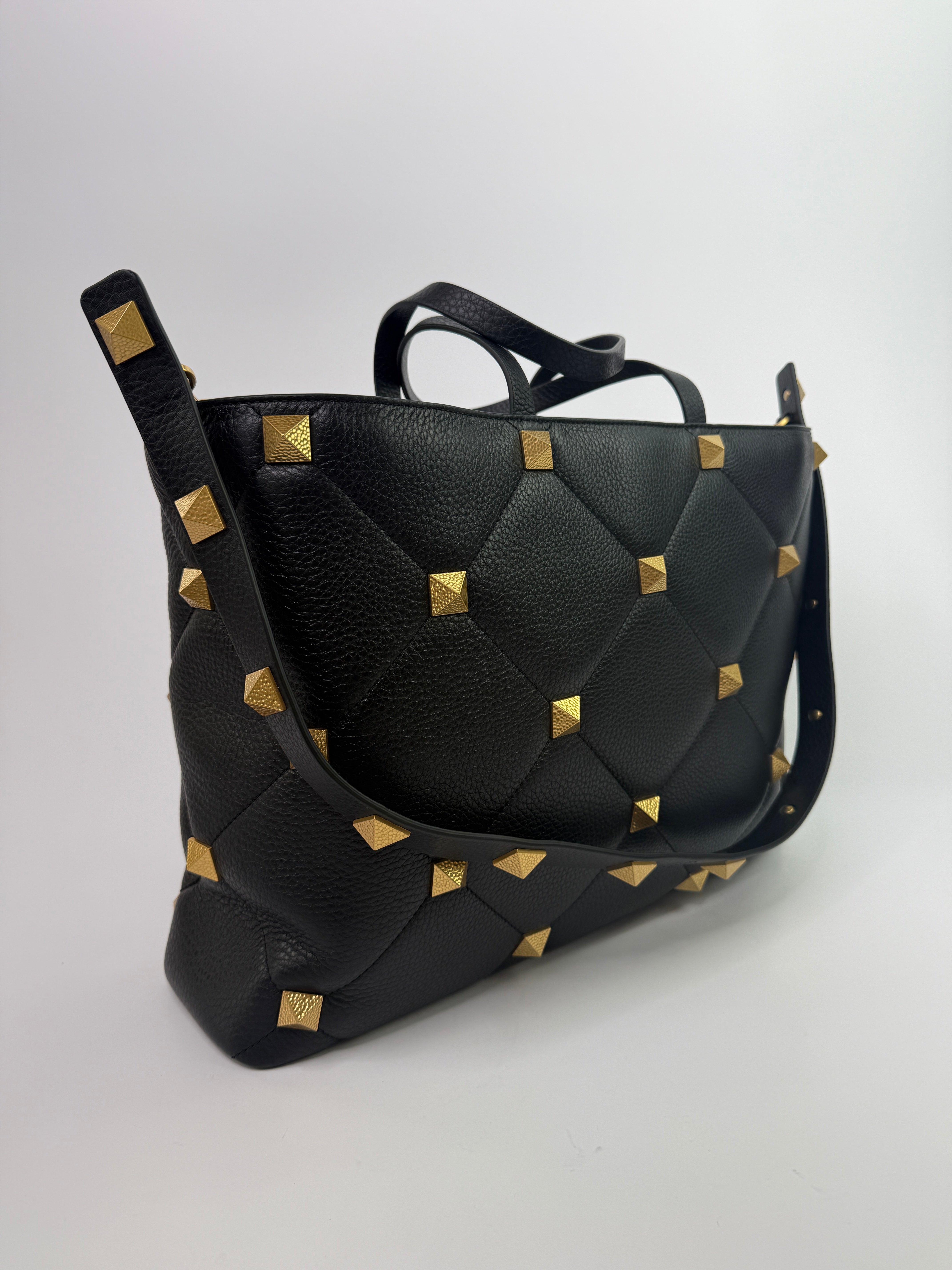 Valentino Garavani Grained Calfskin Quilted Large Roman Stud Tote