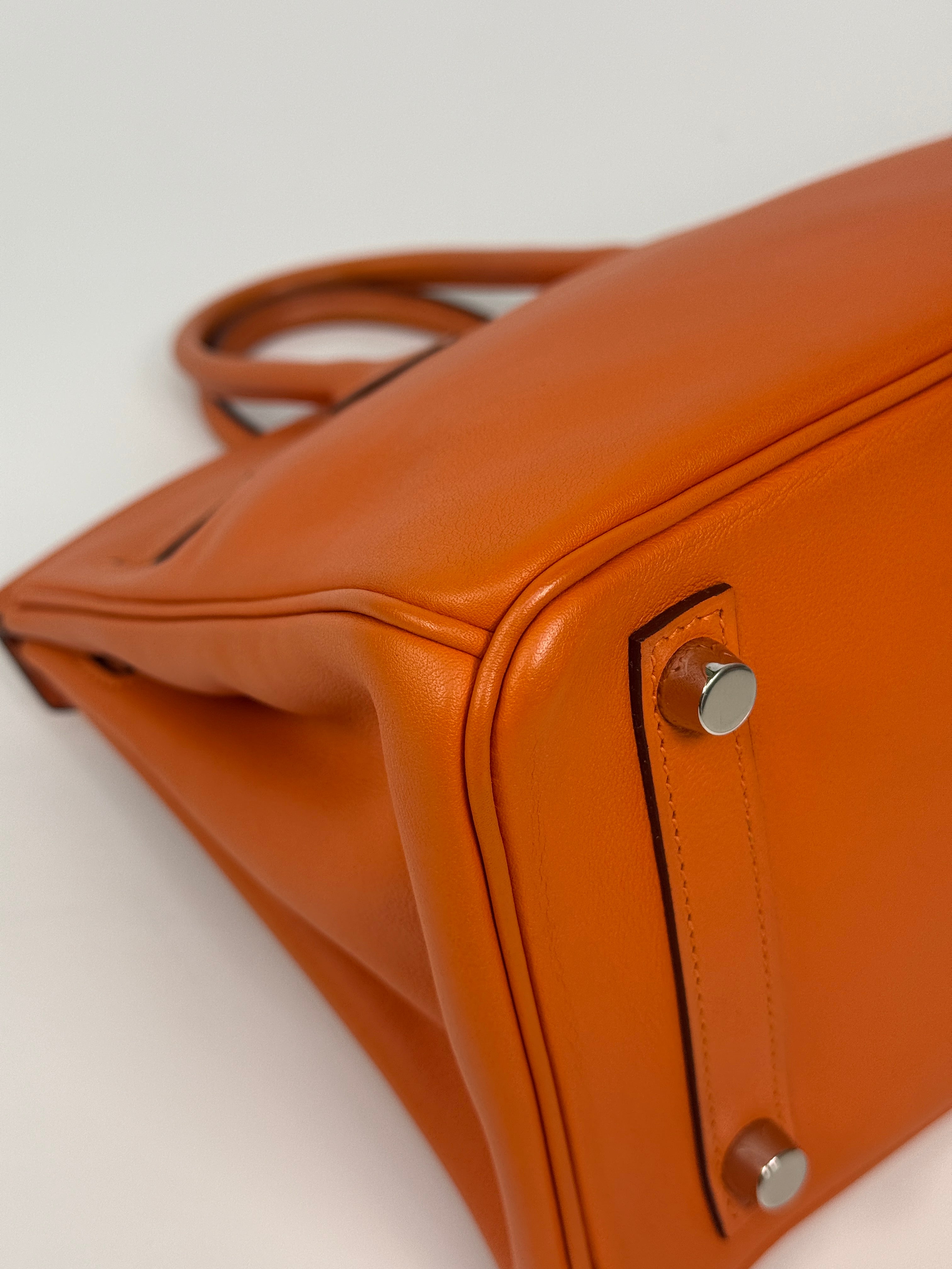 Hermès Birkin 25 In Orange Swift Leather With Palladium Hardware
