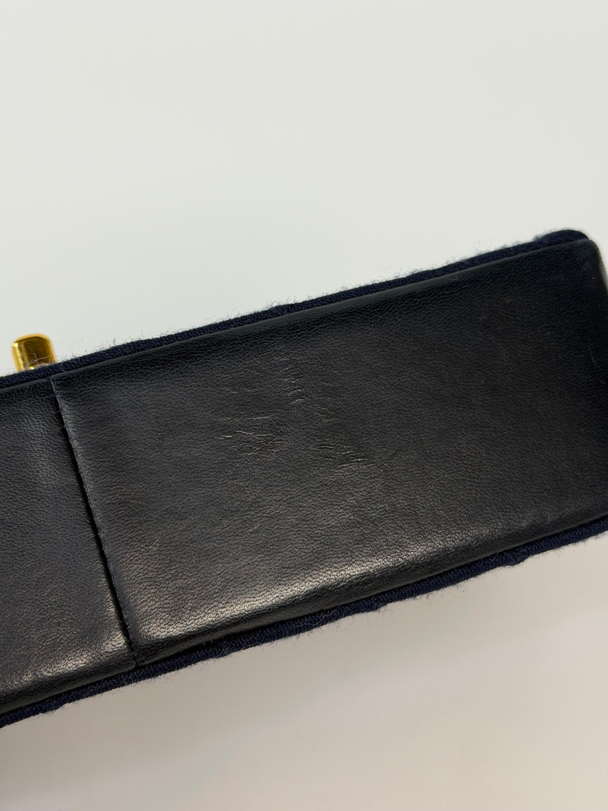 Chanel Vintage Medium Double Flap Navy Cotton With 24Kt Gold Hardware