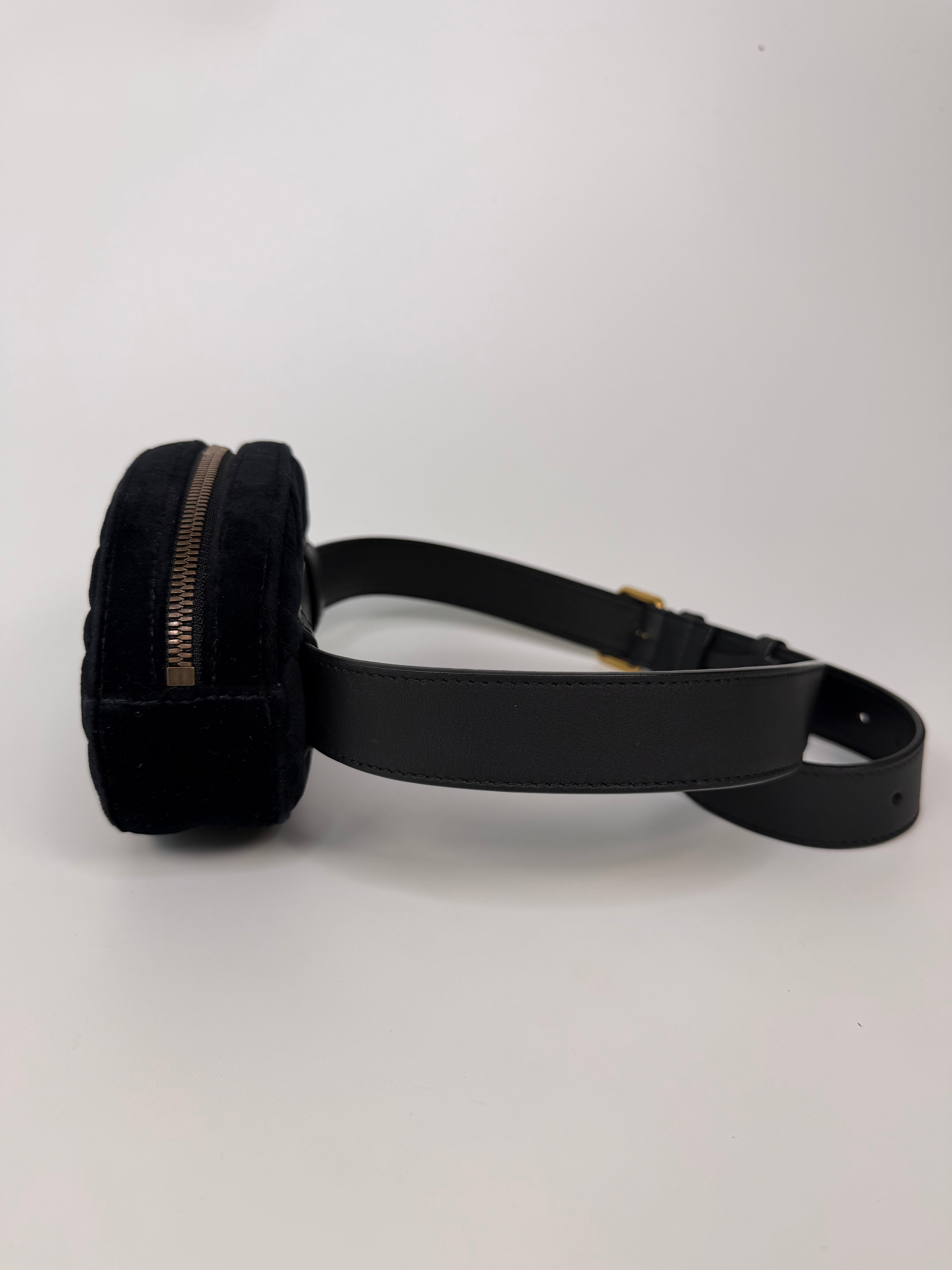 Gucci GG Black Velvet Marmont Belt Bag