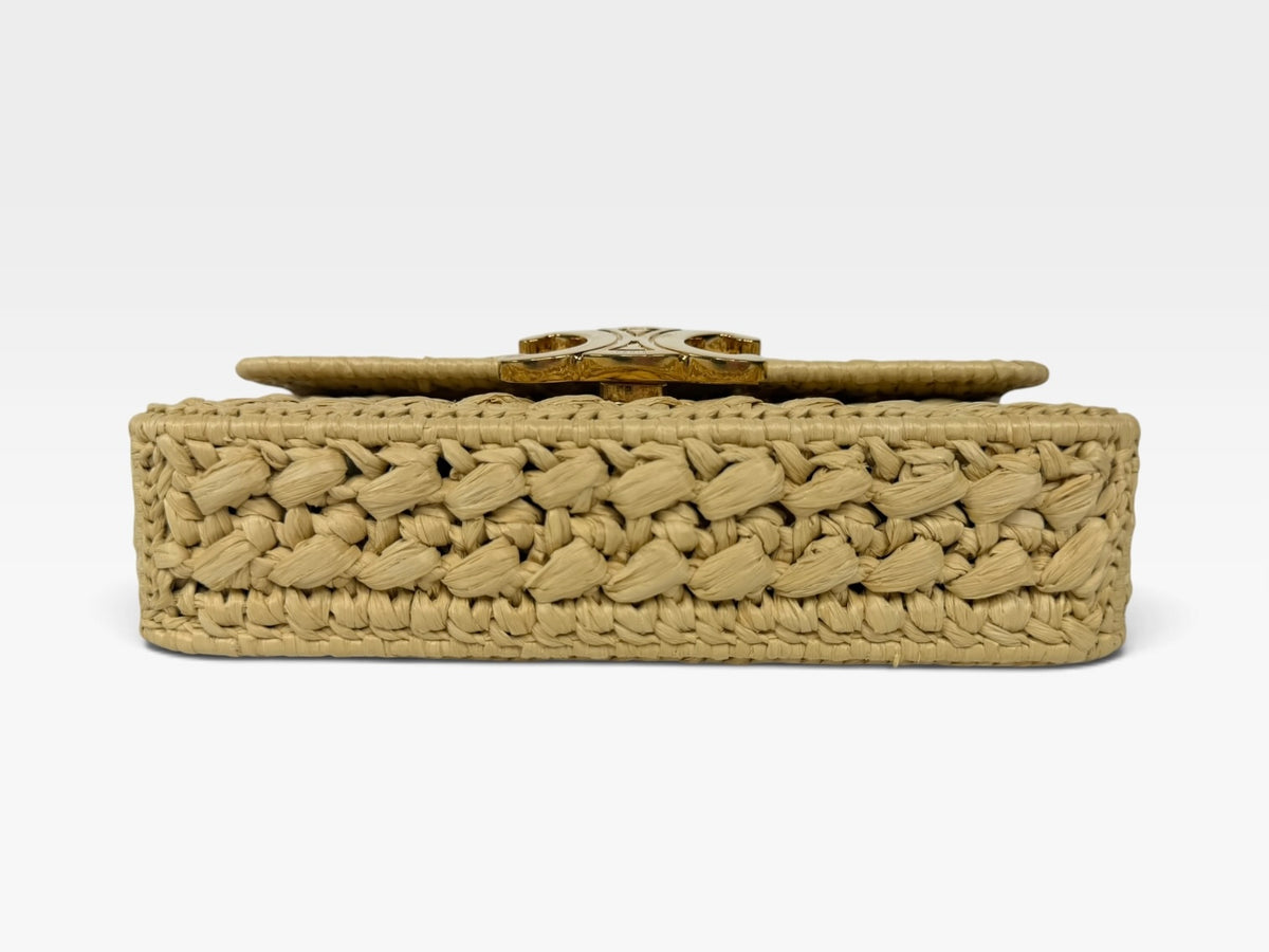 Celine Chain Shoulder Bag Claude In Natural Raffia With Gold Hardware. 100% authentic and preloved in excellent condition