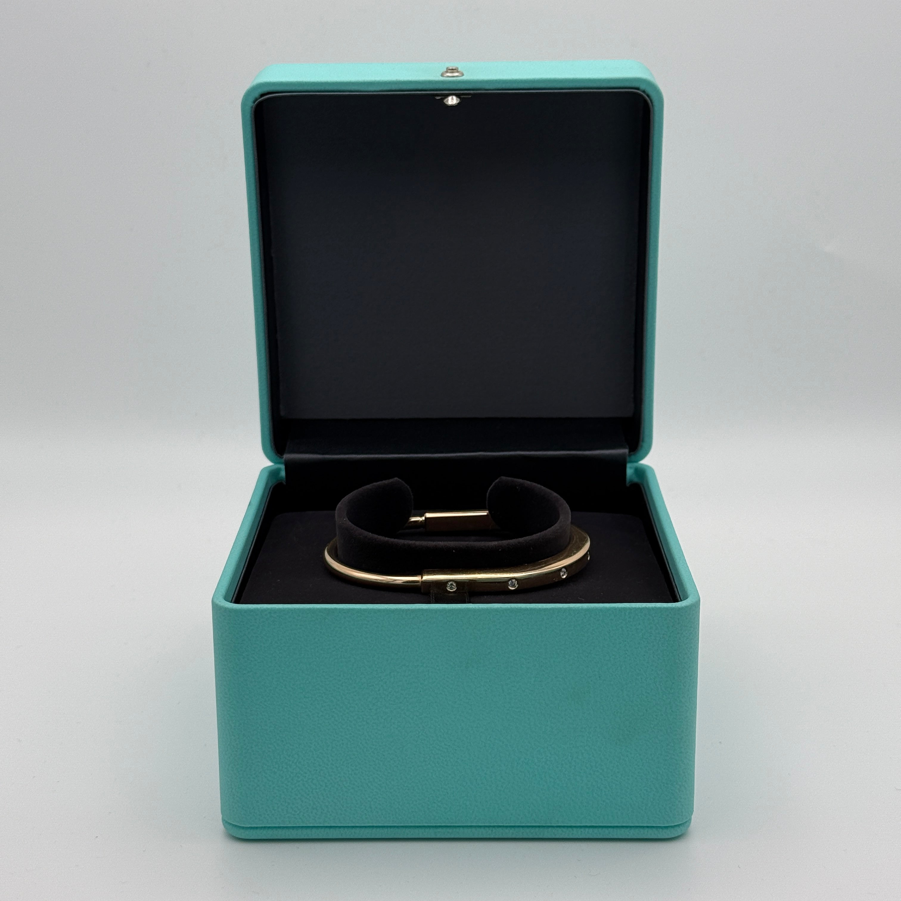 Tiffany & Co Diamond Lock Bangle Yellow Gold with Diamond Accents