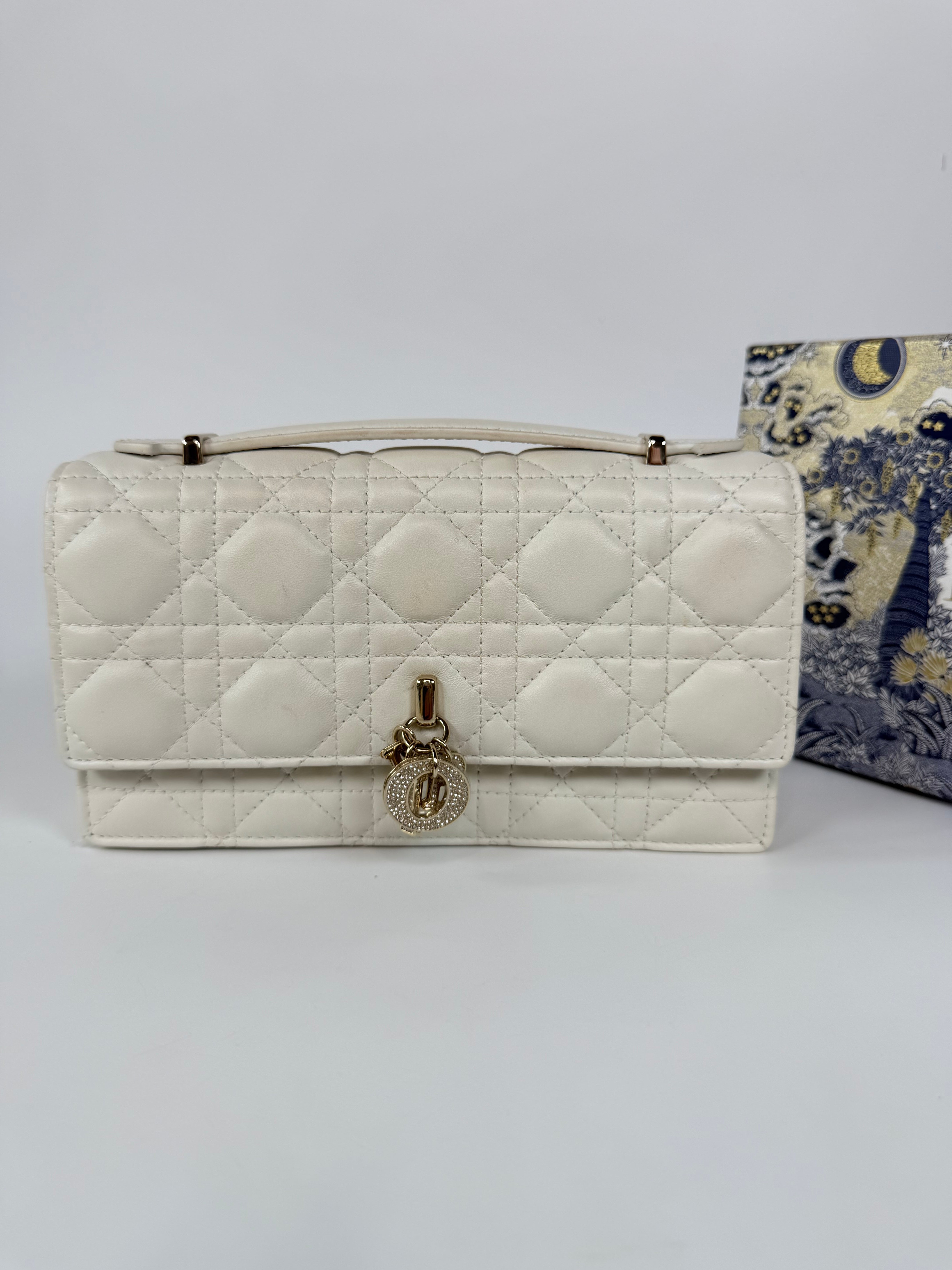 Christian Dior My Dior Top Handle In Latte Cannage Lambskin With Pale Gold Hardware 100% authentic and preloved in excellent condition