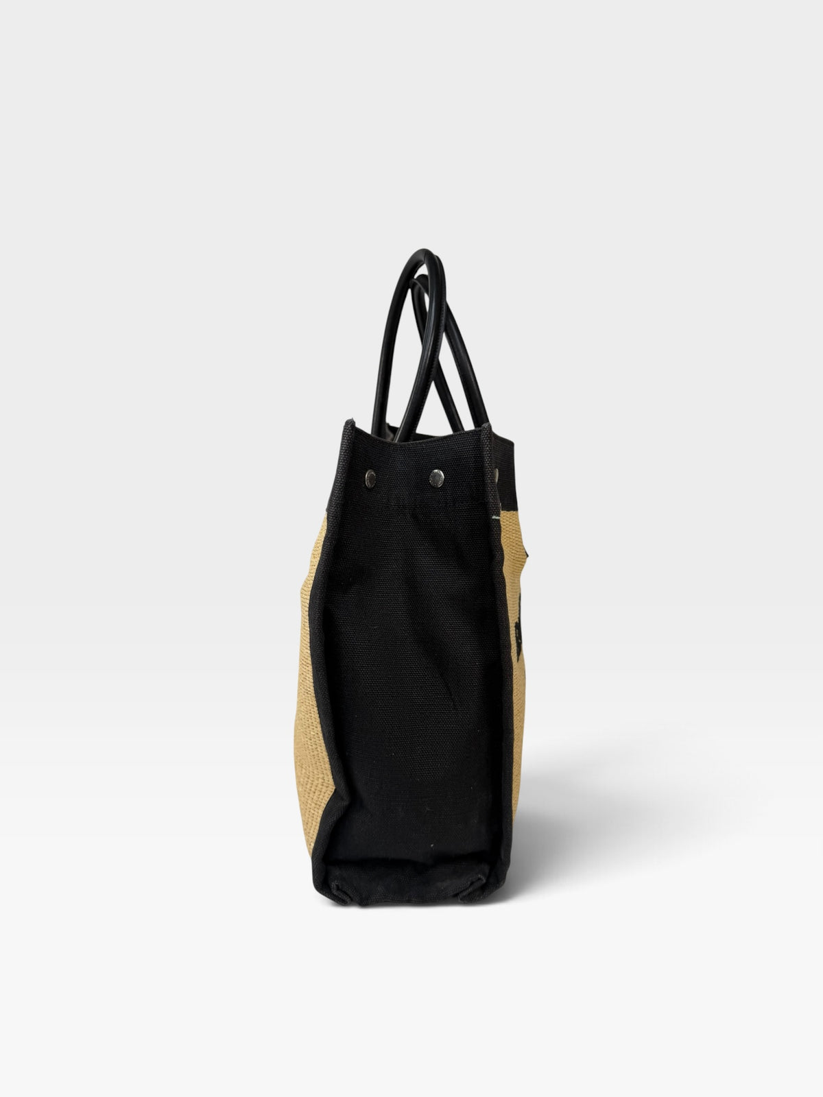 Saint Laurent Rive Gauche Tote In Natural and Black Raffia. 100% authentic and preloved in excellent condition