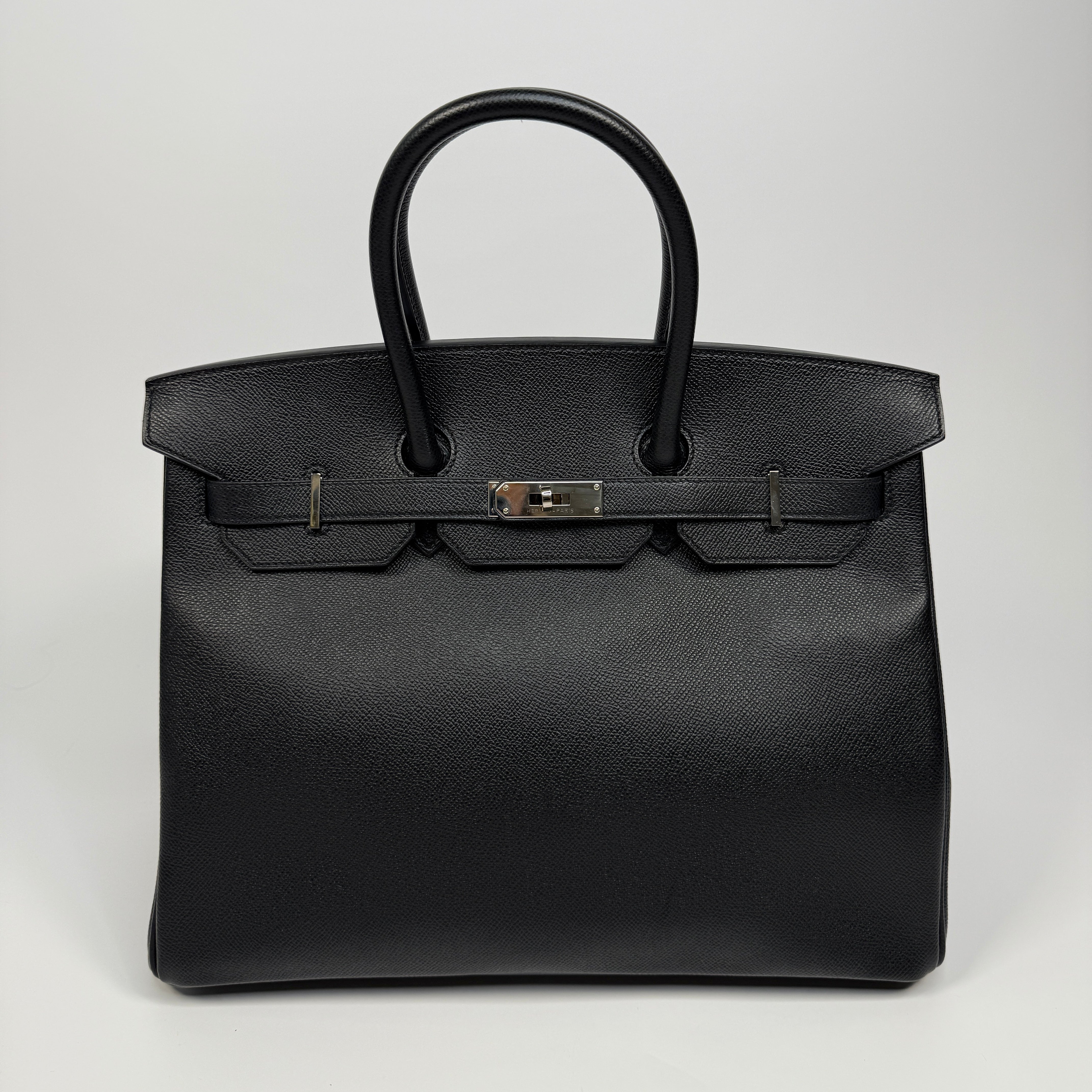 Authentic Pre Loved Hermès Birkin 35 Black Epsom Leather With Palladium Hardware Excellent Condition