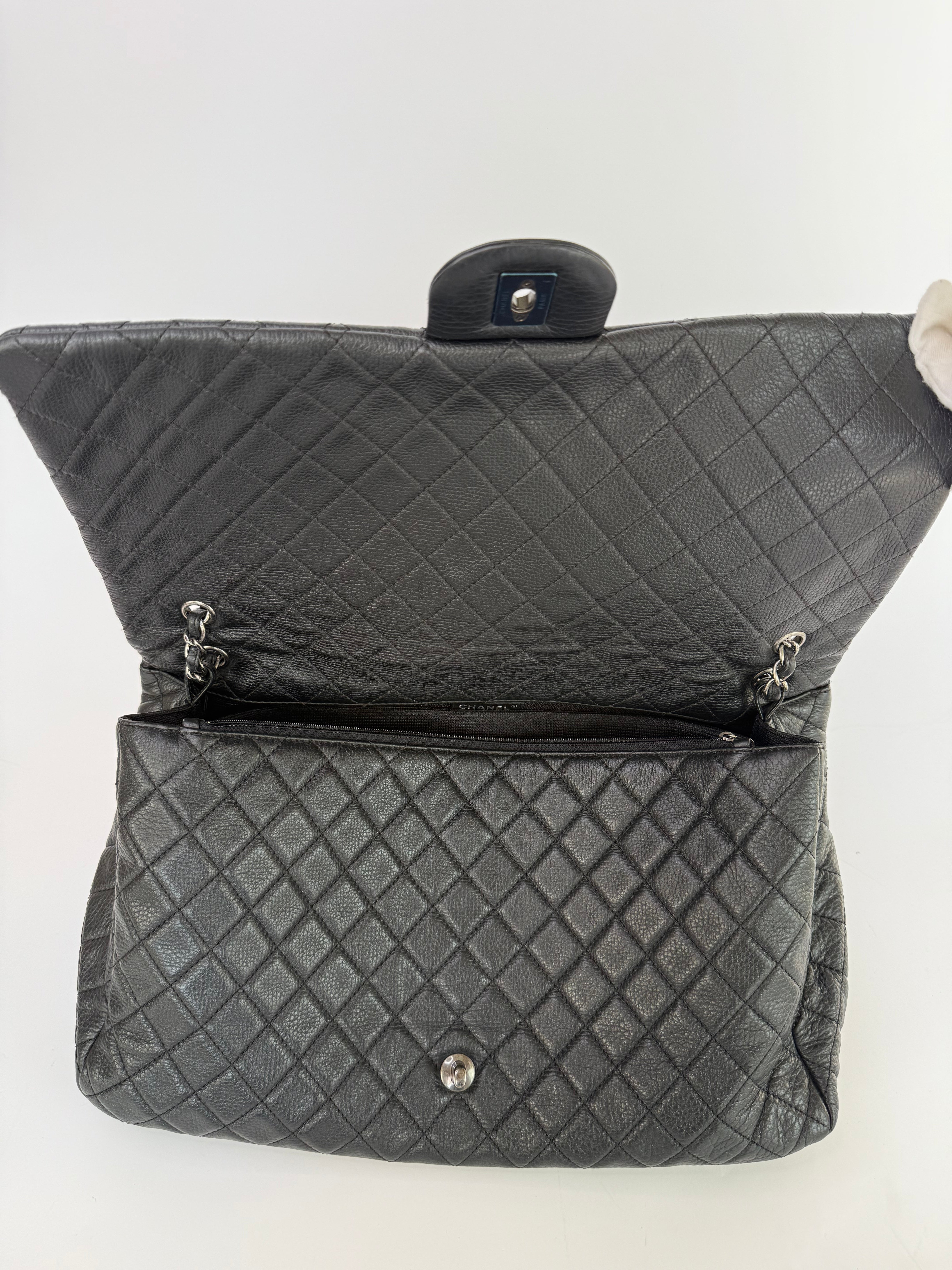 Chanel Airline XXL Classic Flap In Black Calfskin With RHW