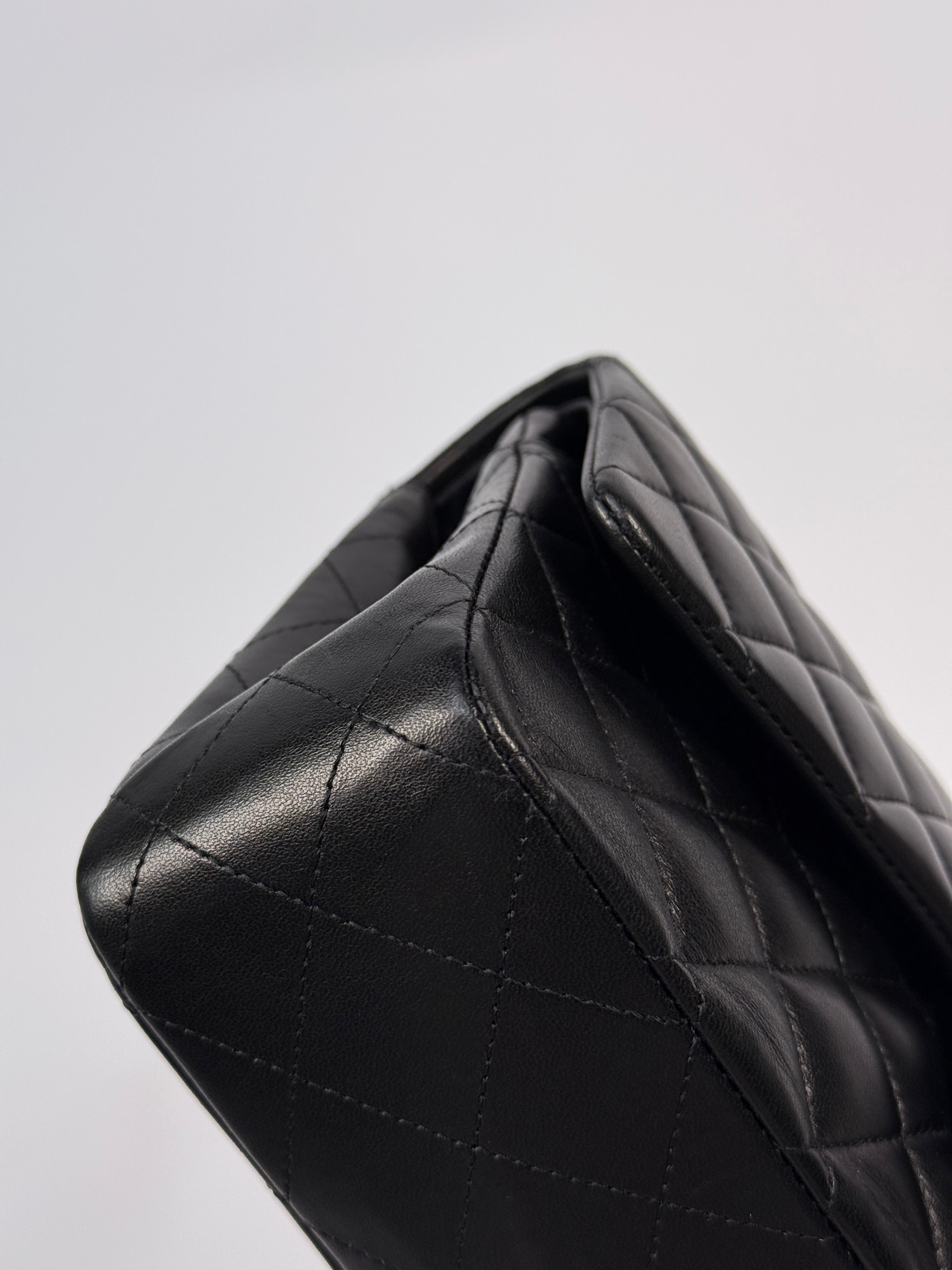 Chanel Medium Classic Double Flap Black Lambskin Leather With Silver Hardware
Pre Loved & Authentic