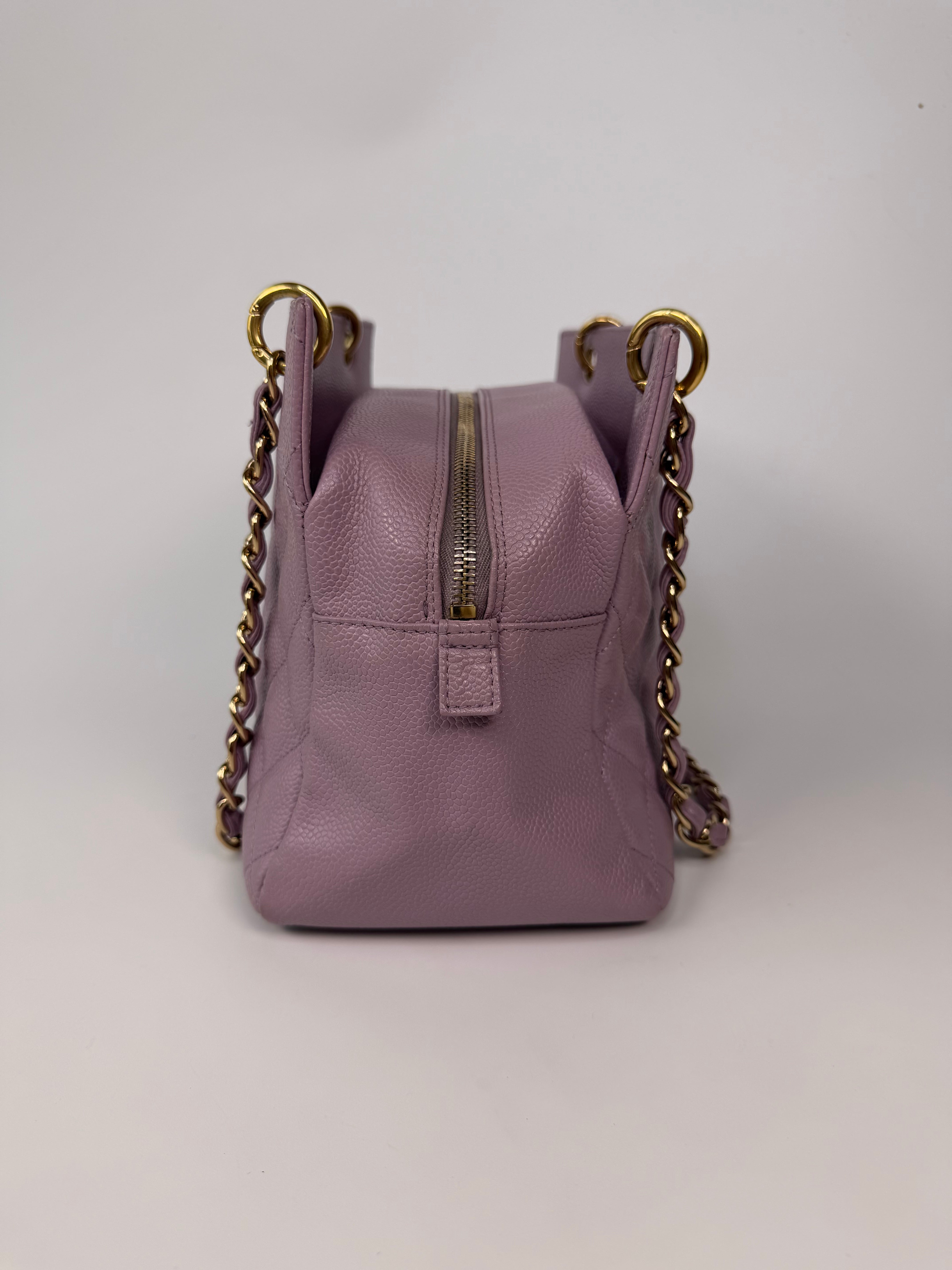Chanel Petite Timeless Tote In Lilac Caviar Leather With Gold Hardware