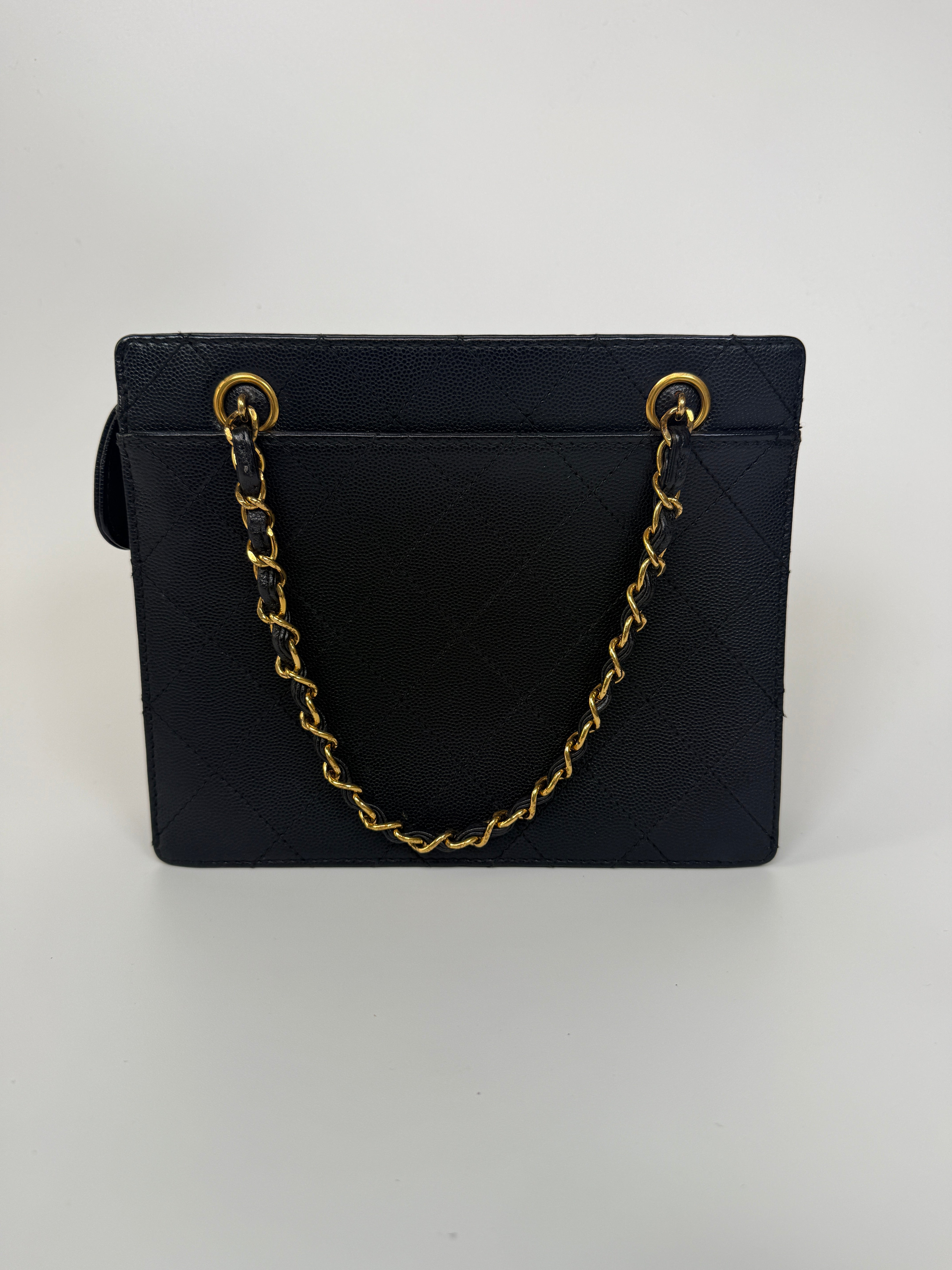 Authentic and preloved Chanel Vintage Micro Black Caviar Tote Bag With 24kt old hardware. 100% Authenticity guarantee