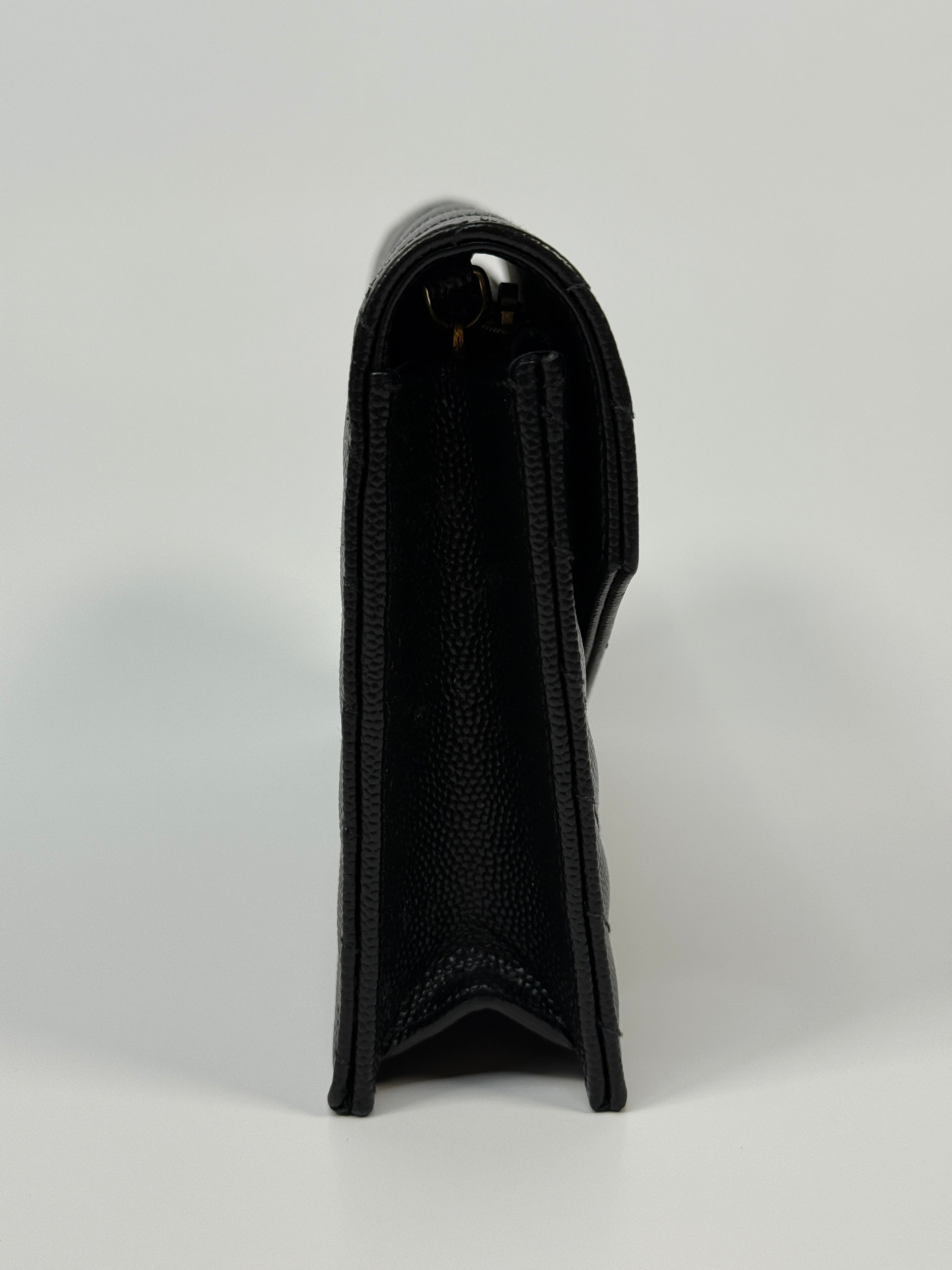 Saint Laurent Cassandre Matelassé Textured- Leather Wallet On Chain