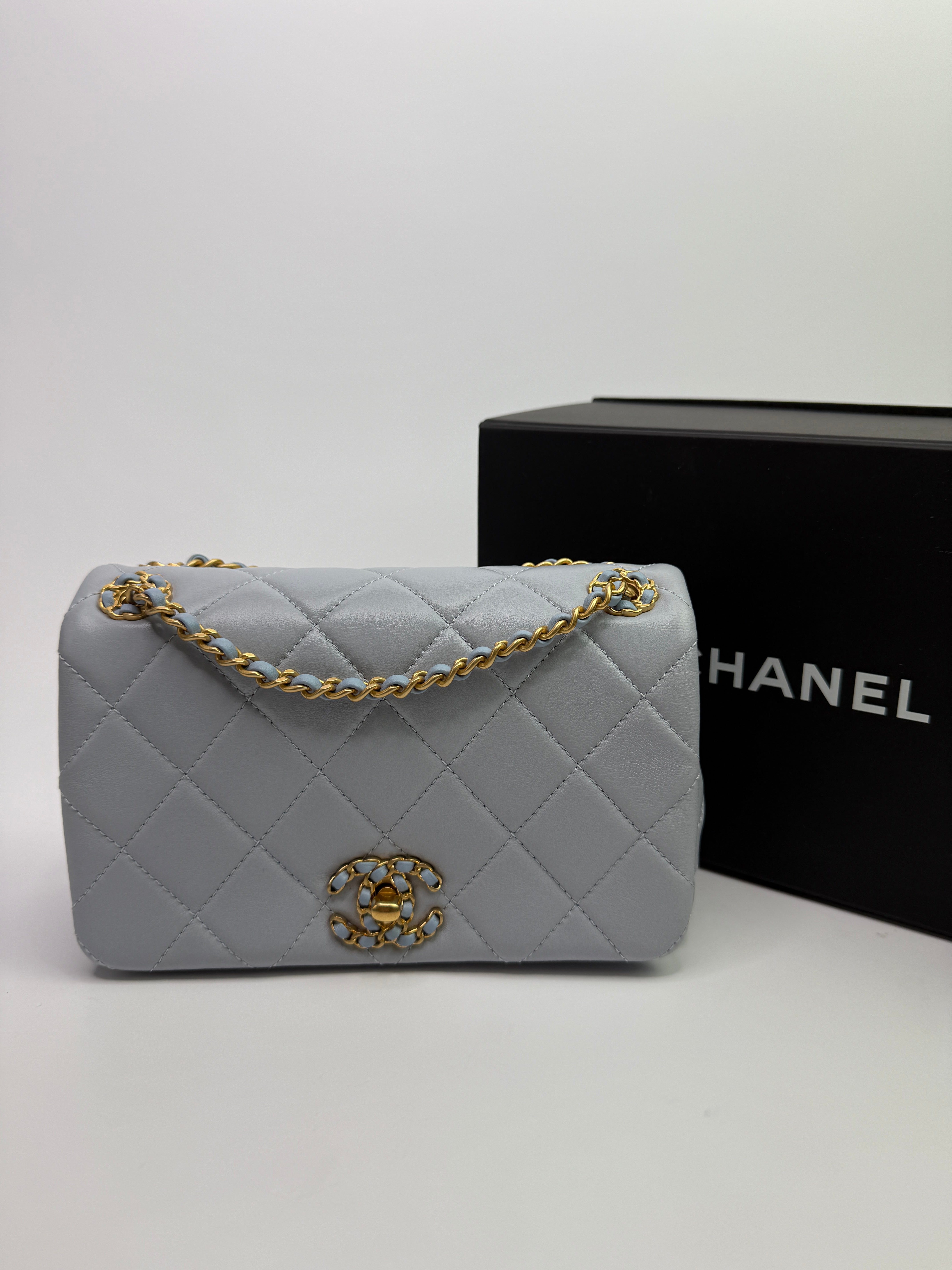 Chanel Seasonal Flap In Gris Clair Lambskin With GHW