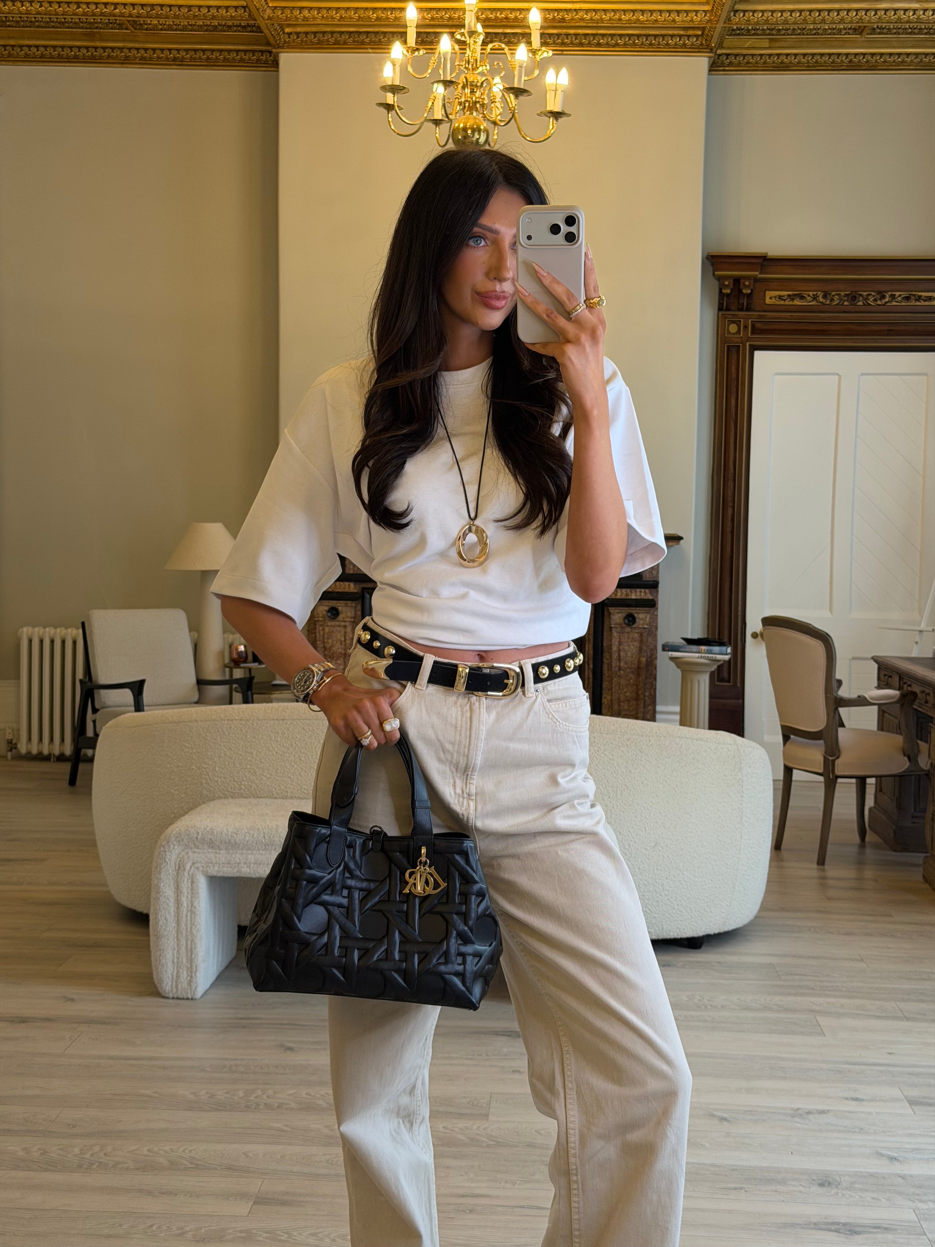 Christian Dior Medium Dior Toujours Bag in black calfskin with gold hardware, authentic and preloved in excellent condition