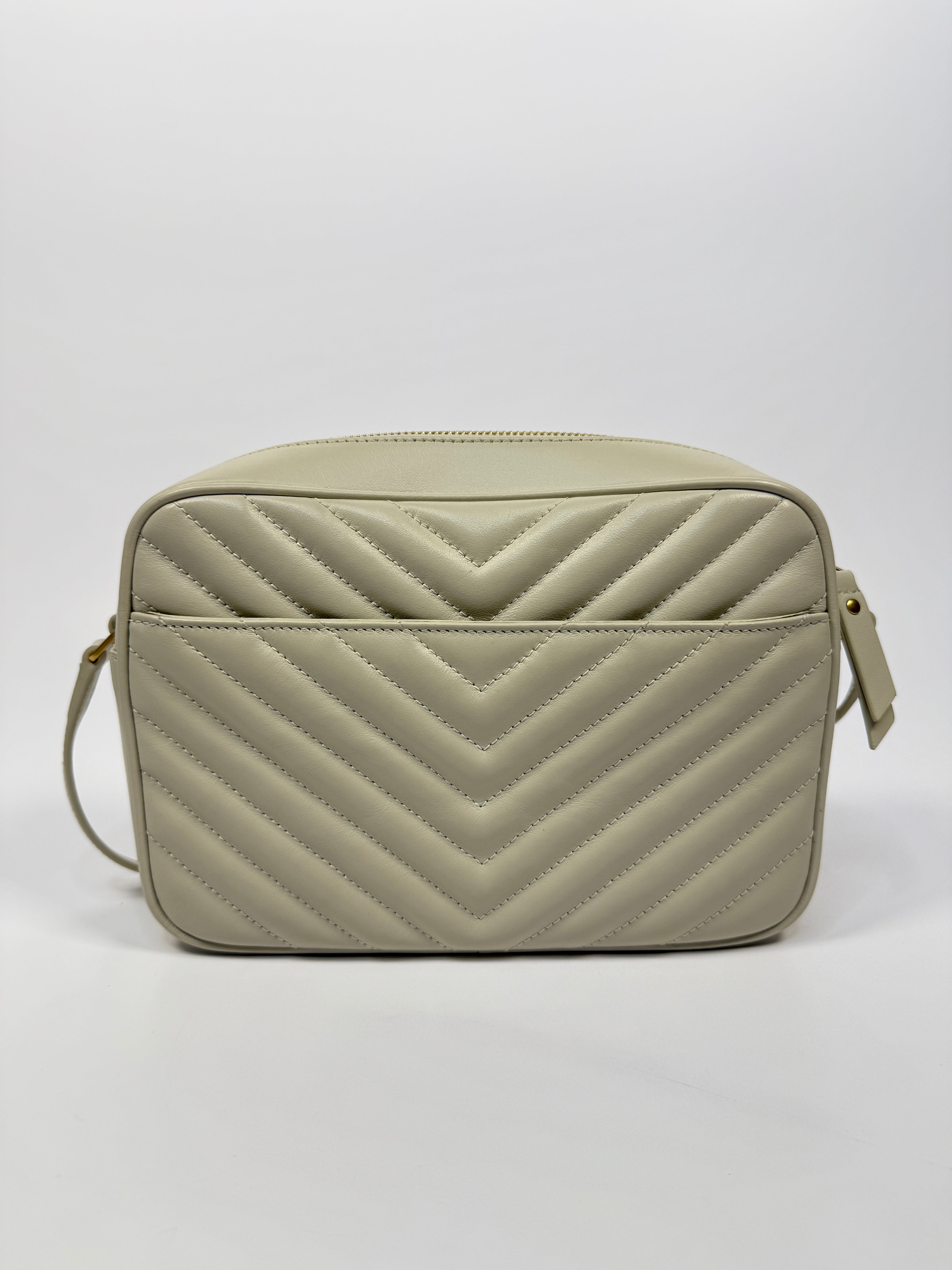 Saint Laurent Small Camera Bag In Ecru Leather