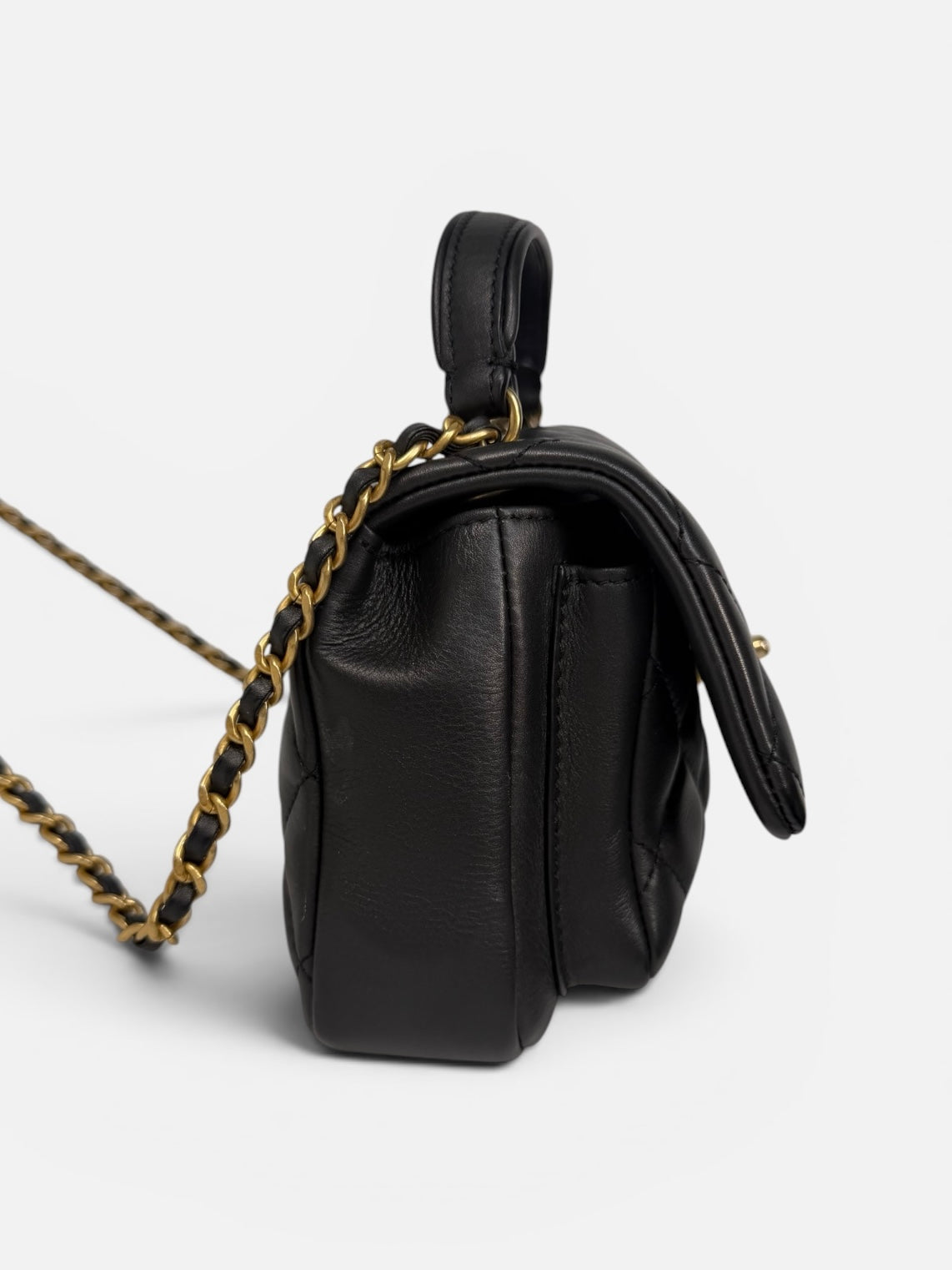 Chanel Mini Business Affinity Bag In Black Calfskin With Gold Hardware. 100% authentic and preloved in excellent condition