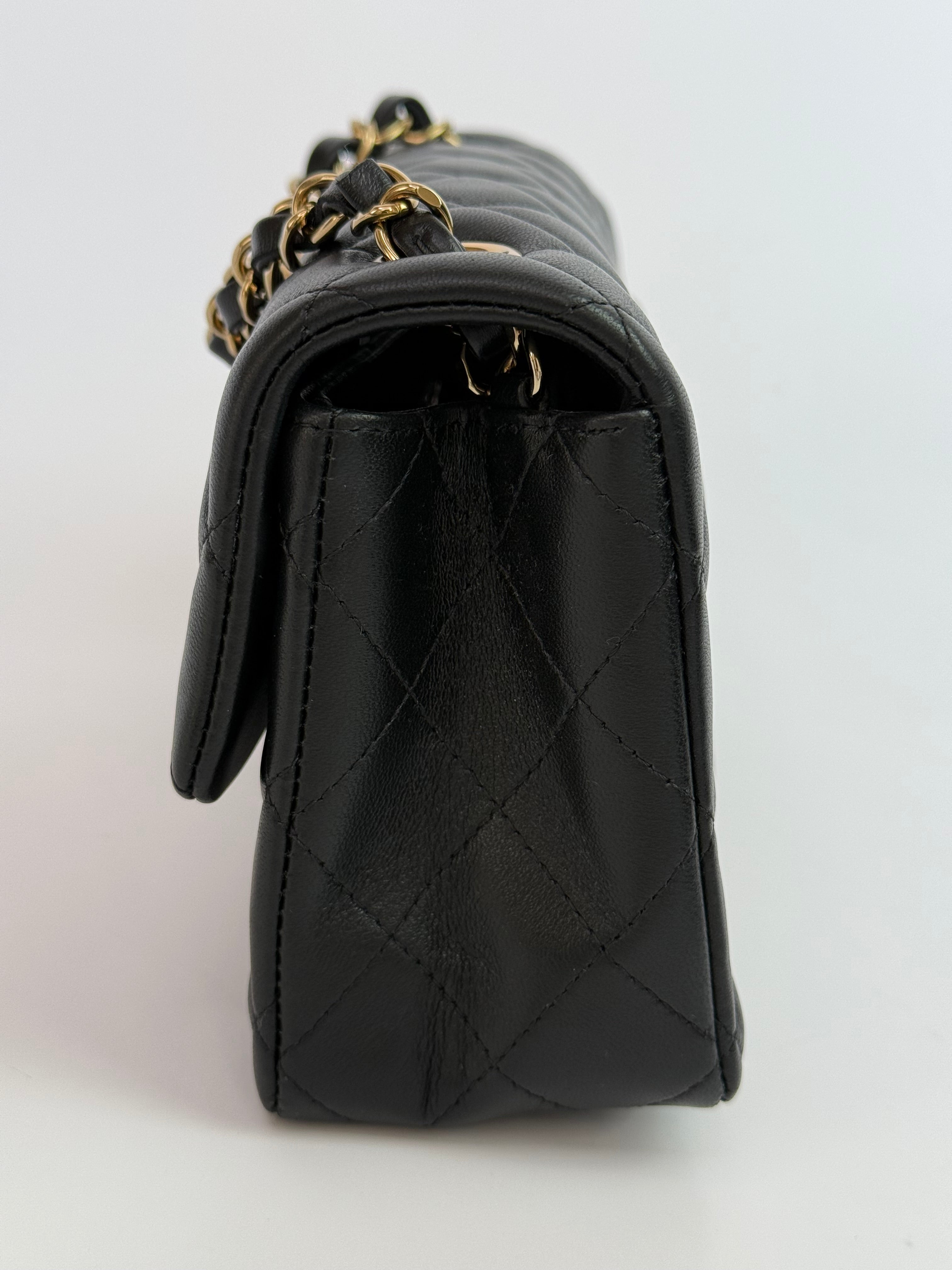 Chanel Mini Rectangle In Black Lambskin With GHW