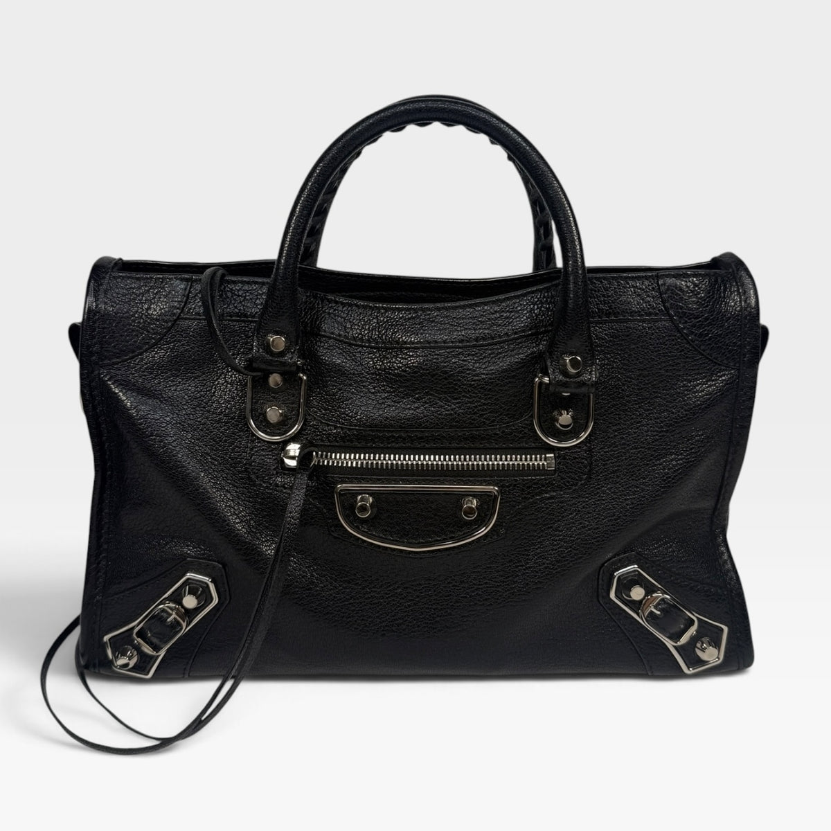 Balenciaga Le City Small Bag In Black Lambskin With Silver Hardware. 100% authentic and pre loved in excellent condition.