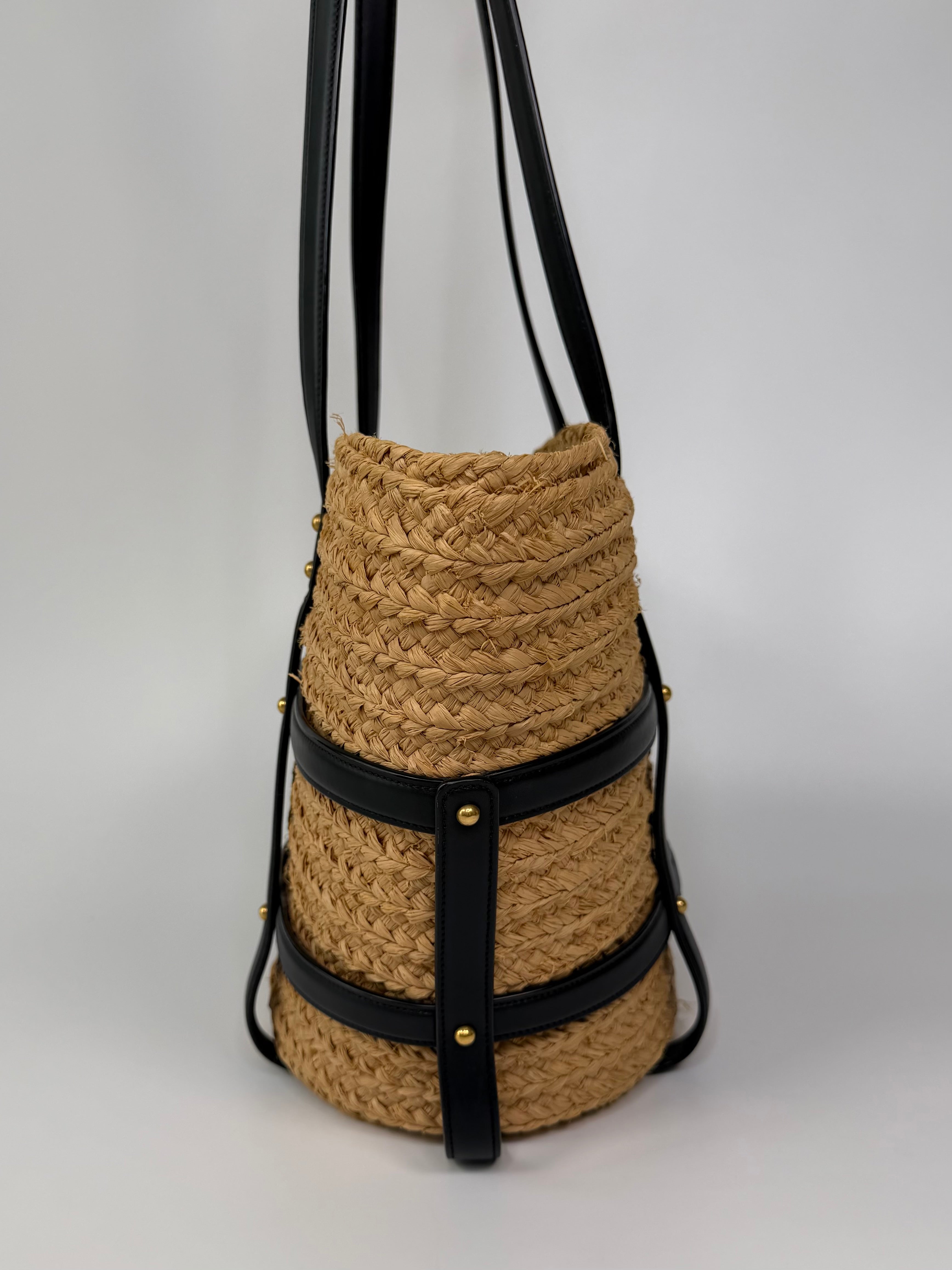 Saint Laurent Medium Panier Wicker Tote Bag In Raffia. 100% authentic and preloved in excellent condition