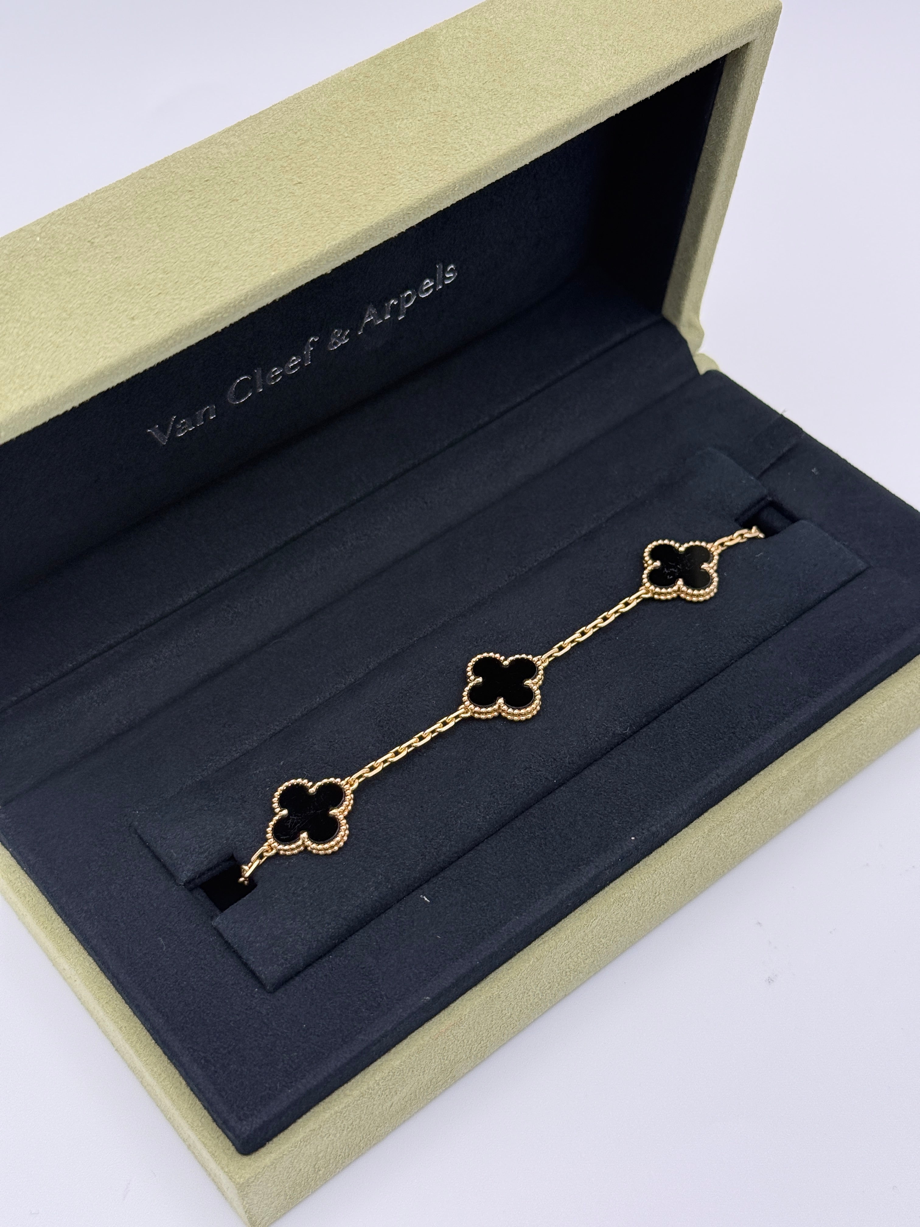 Van Cleef & Arpels Vintage Alhambra Bracelet, 5 Motifs Onyx