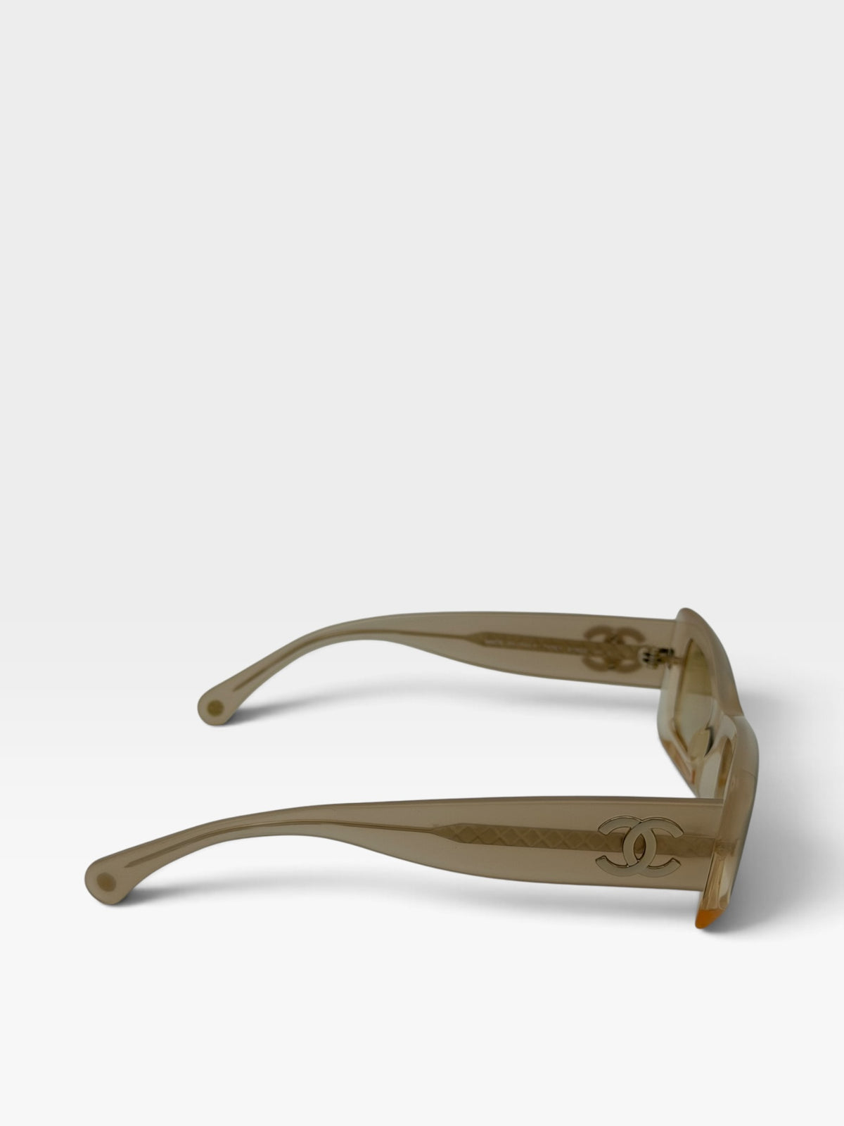 Chanel Pale Frame Sunglasses In Nude Acetate 100% authentic and preloved in excellent condition