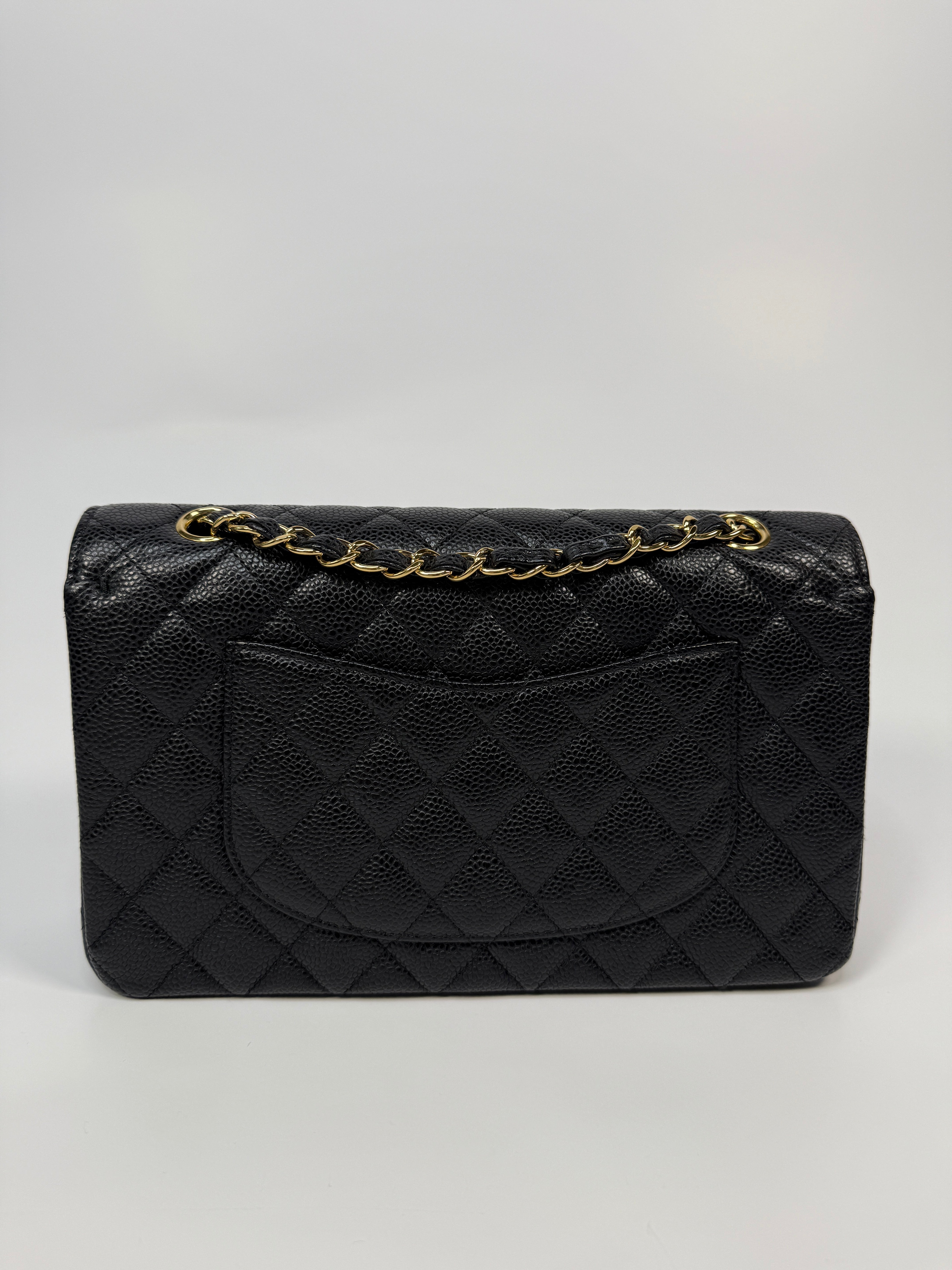 Chanel Medium Classic Double Flap Black Caviar With GHW