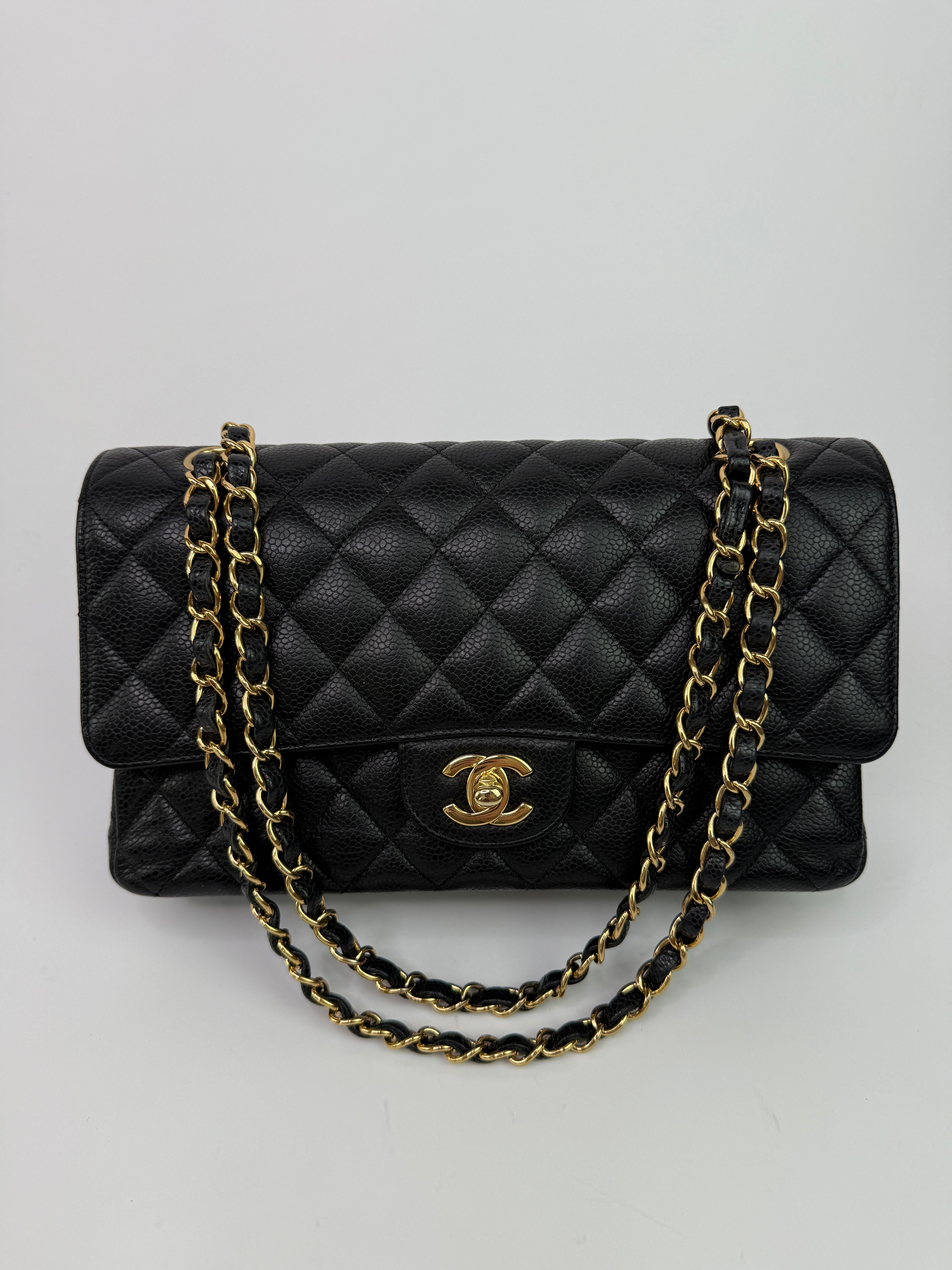 Chanel Medium Classic Double Flap Black Caviar With GHW