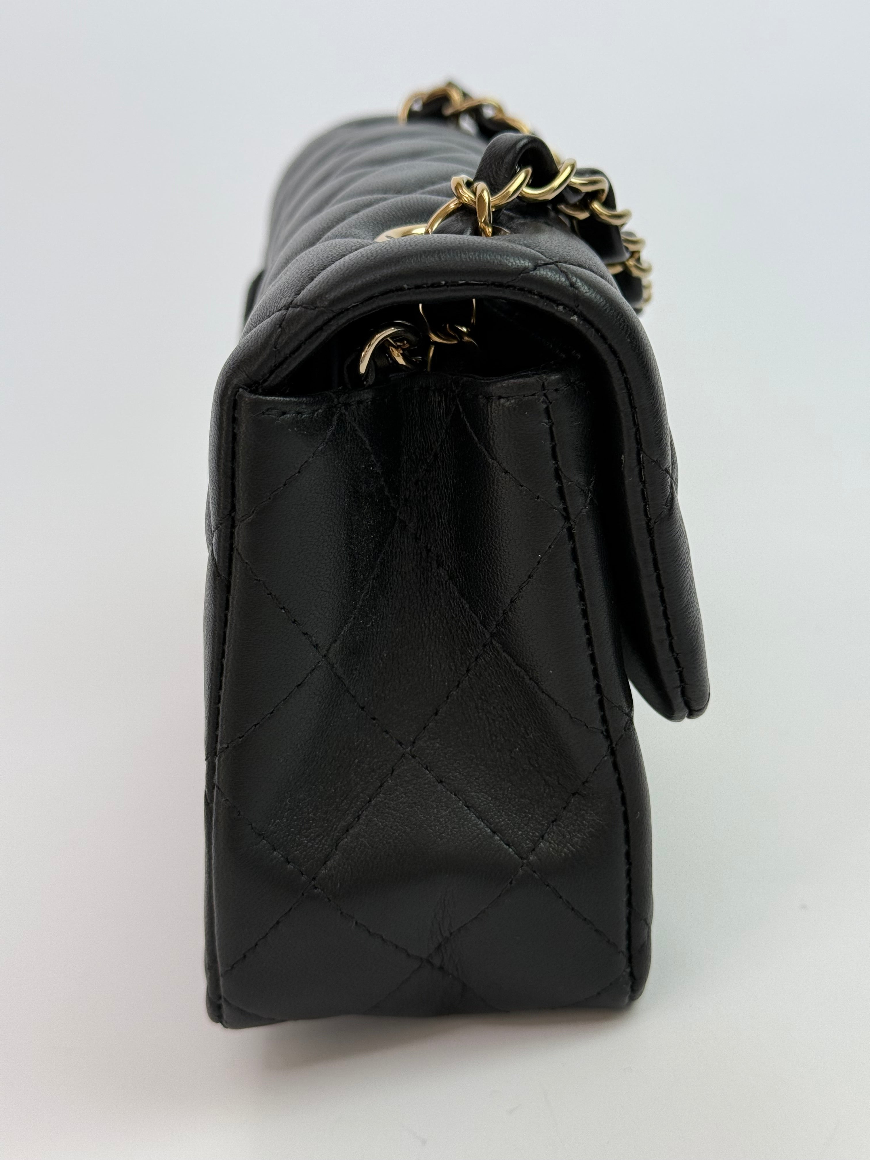 Chanel Mini Rectangle In Black Lambskin With GHW