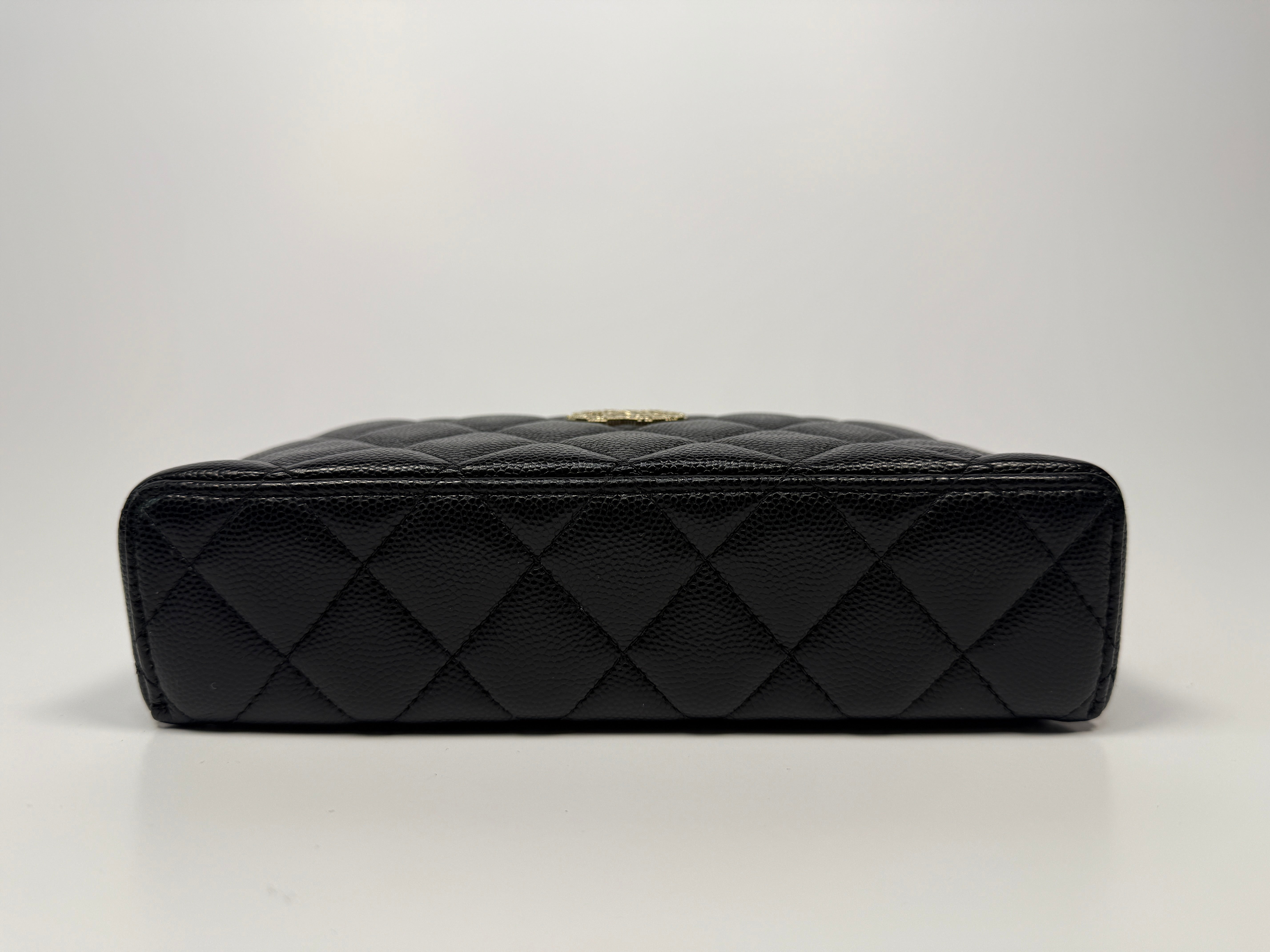 Chanel Flat Vanity In Black Caviar Leather With Gold Hardware Authentic and preloved in excellent condition.