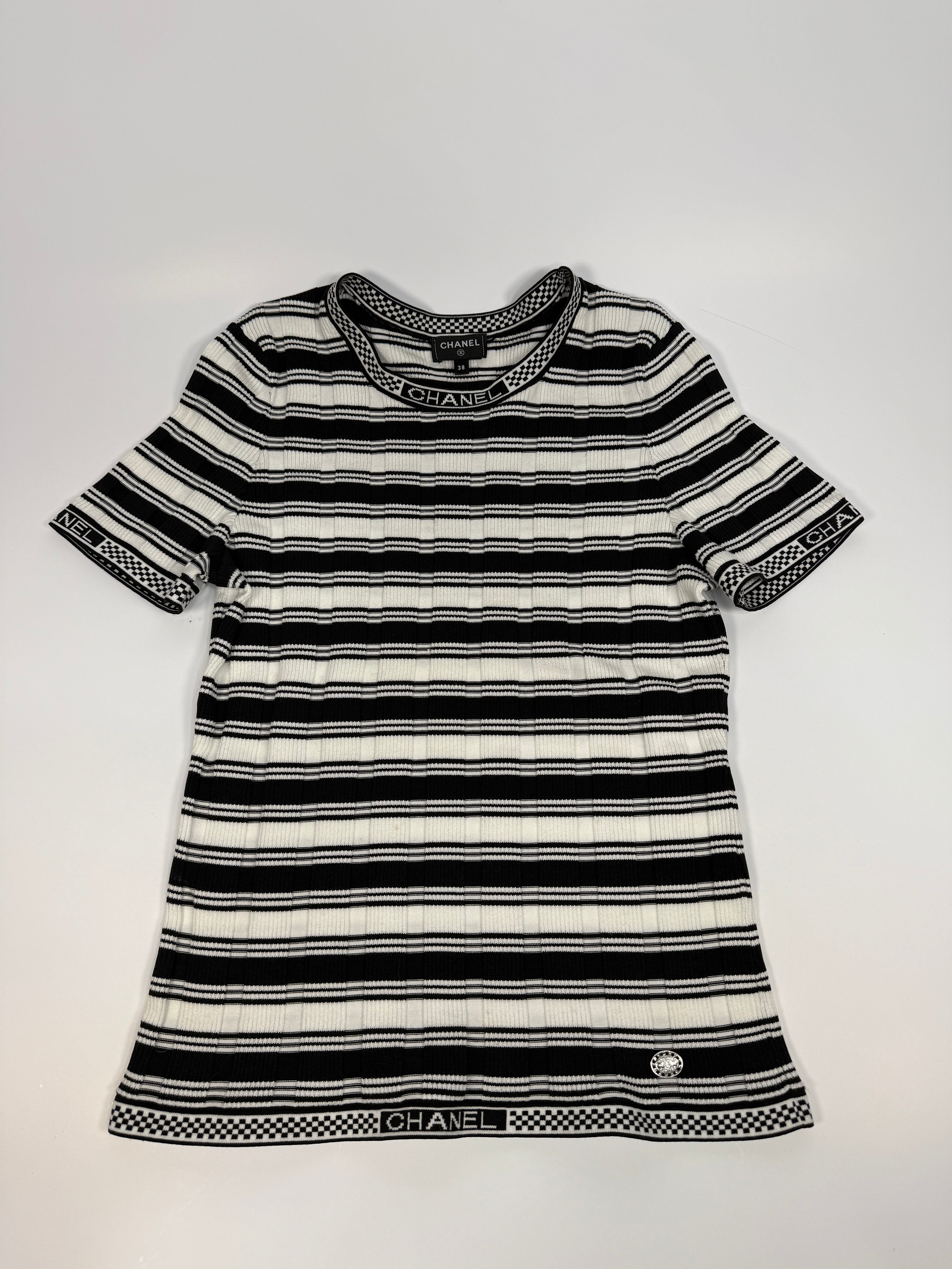 Chanel Logo Trim T-Shirt (Size 38/UK10)