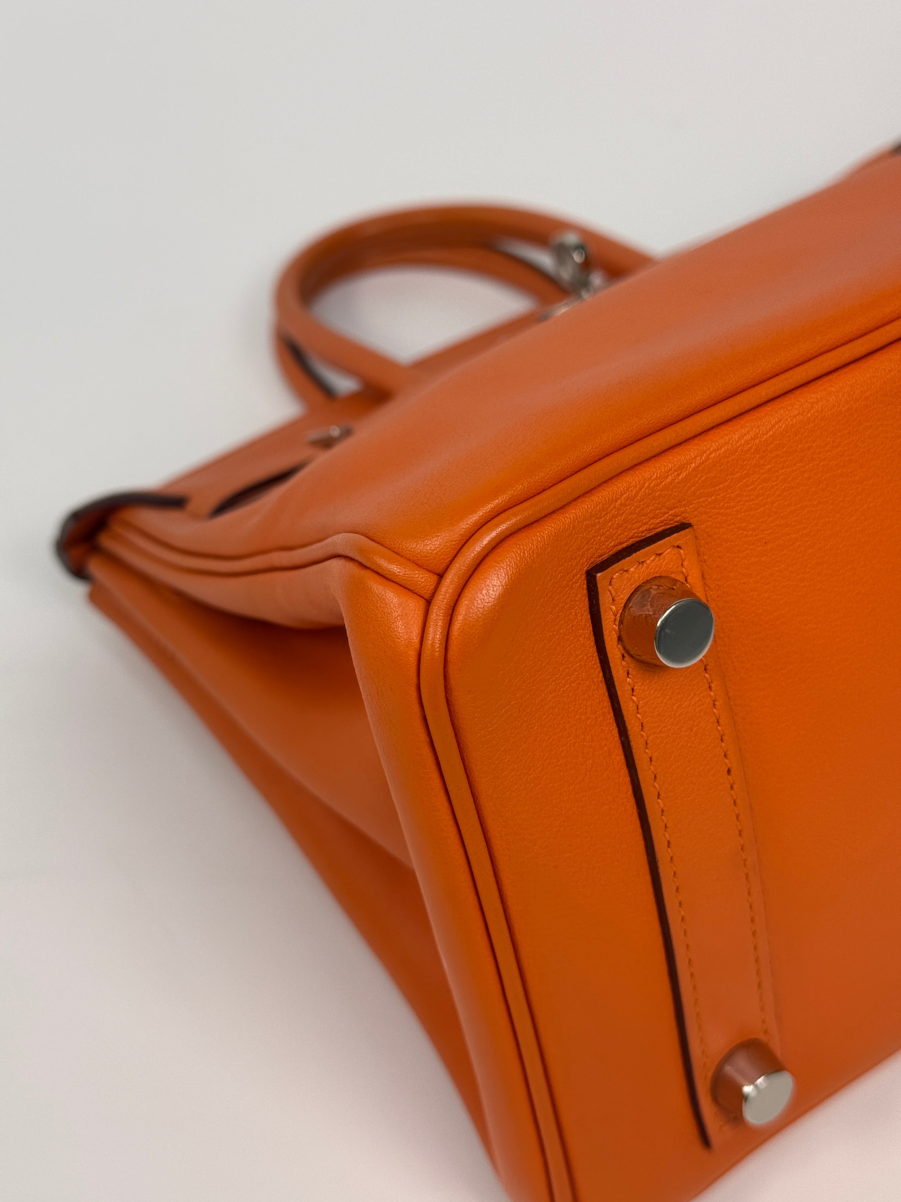 Hermès Birkin 25 In Orange Swift Leather With Palladium Hardware