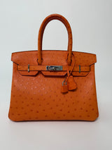 Hermès Birkin 30 In Orange Ostrich With Palladium hardware