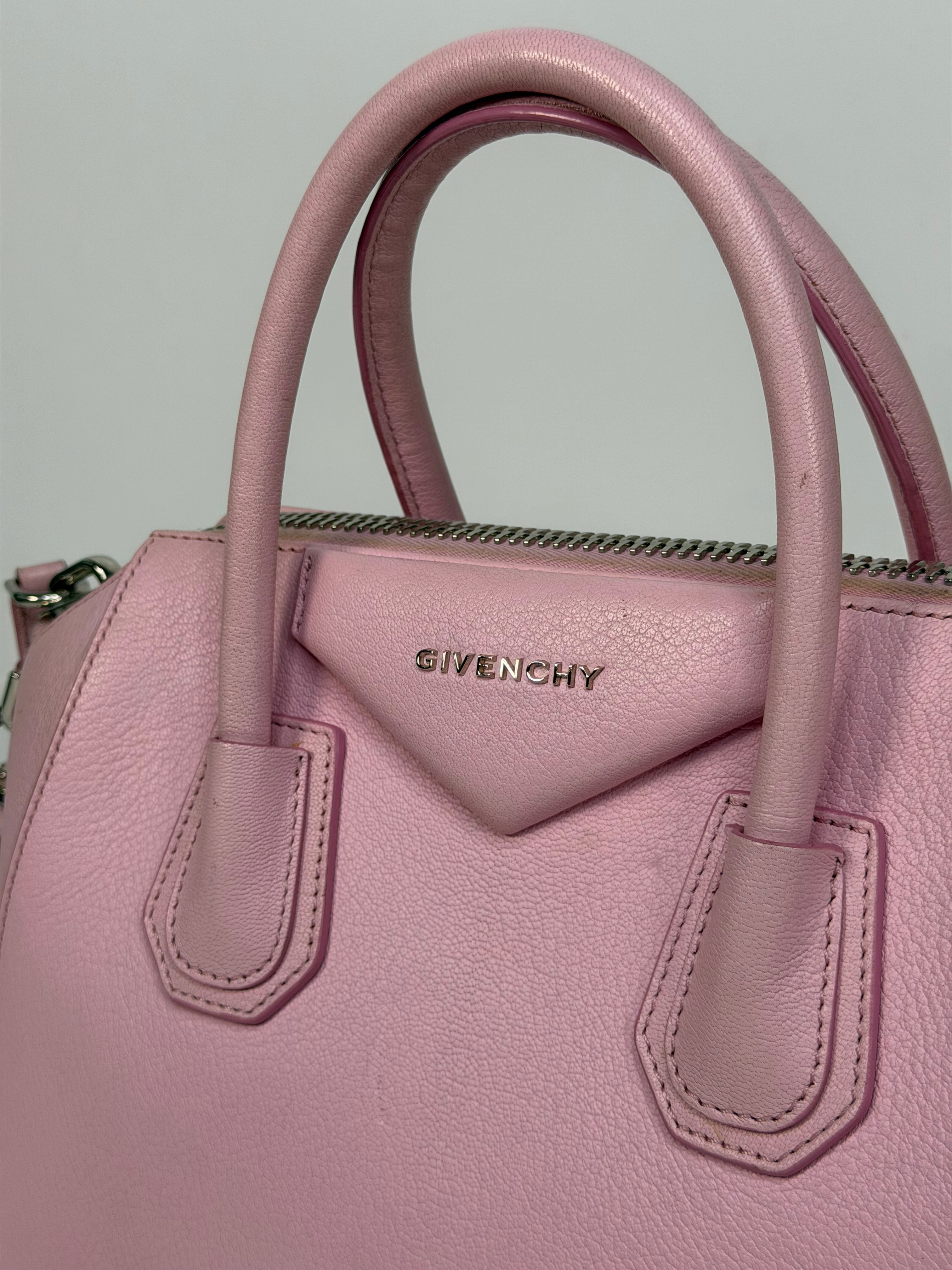 Givenchy Antigona In Pink Goatskin Leather With Silver Hardware. Authentic and preloved in very good condition.