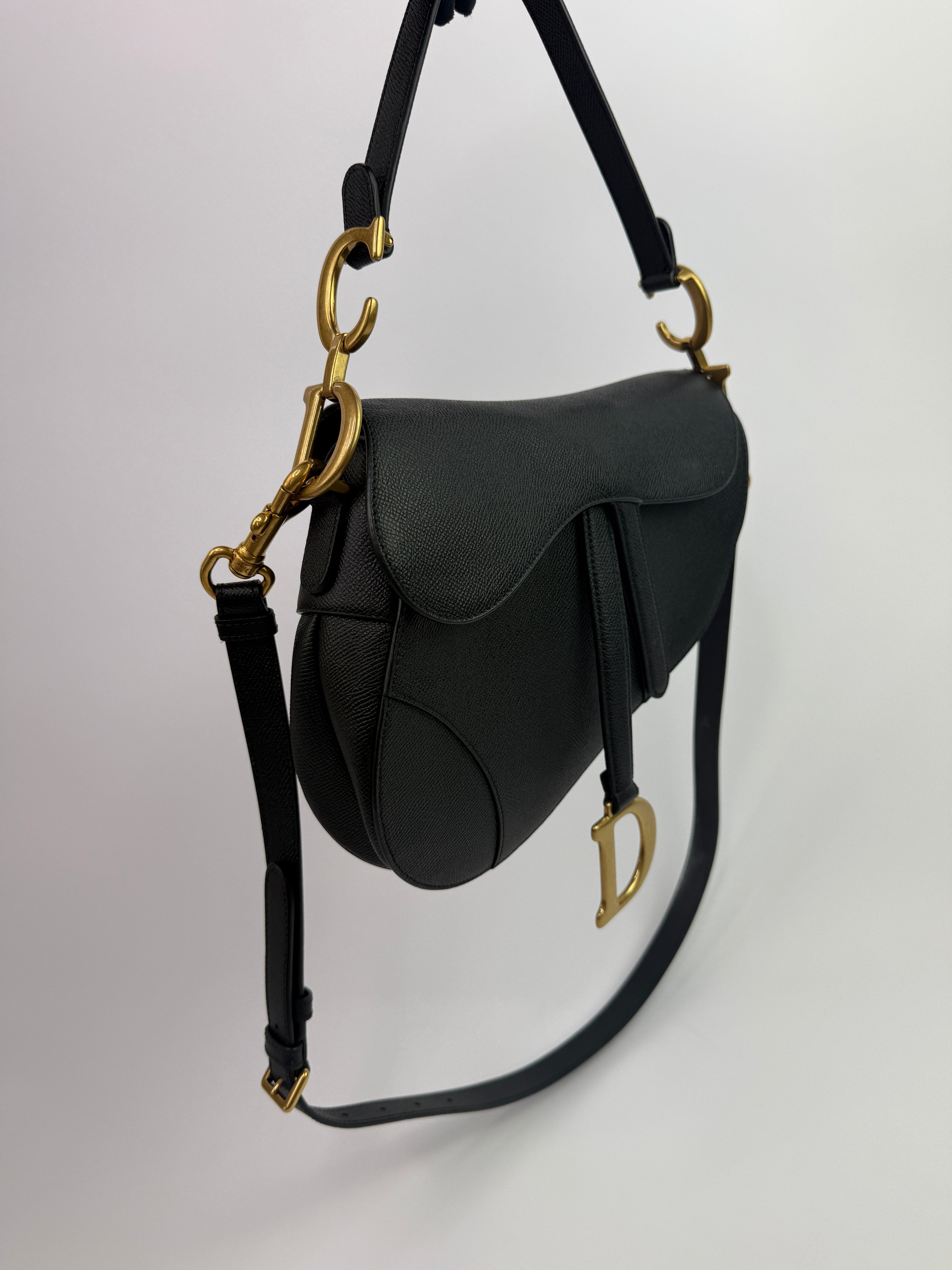 Christian Dior Saddle Bag In Calfskin Leather With Strap