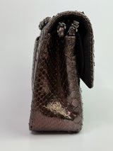 Chanel Medium Double Flap Bag In Brown Python With SHW