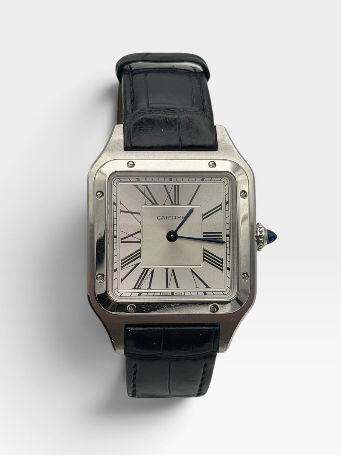 Cartier Large Santos Dumont Watch In Stainless Steel. 100% authentic and preloved in excellent condition