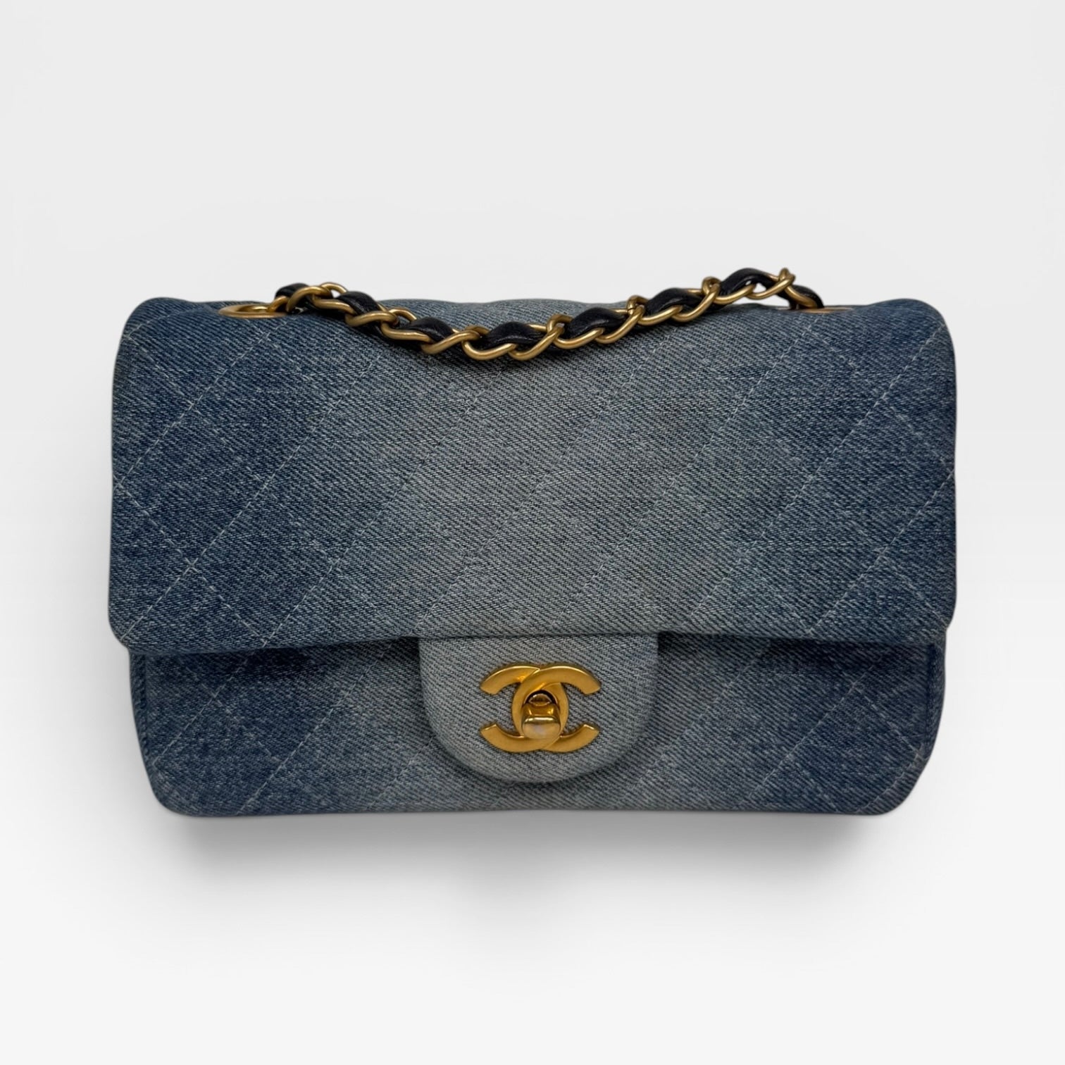 Chanel Mini Rectangle In Blue Denim With Gold Hardware Authentic and preloved in very good condition. 100% guarantee