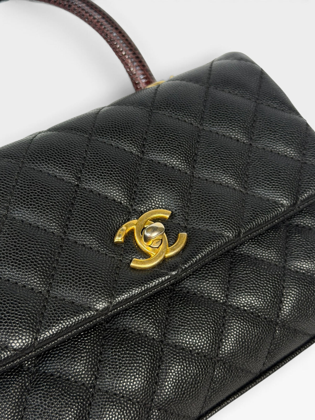 Chanel Small Coco In Black Caviar Lizard Leather With Gold Hardware. 100% authentic and preloved in excellent condition