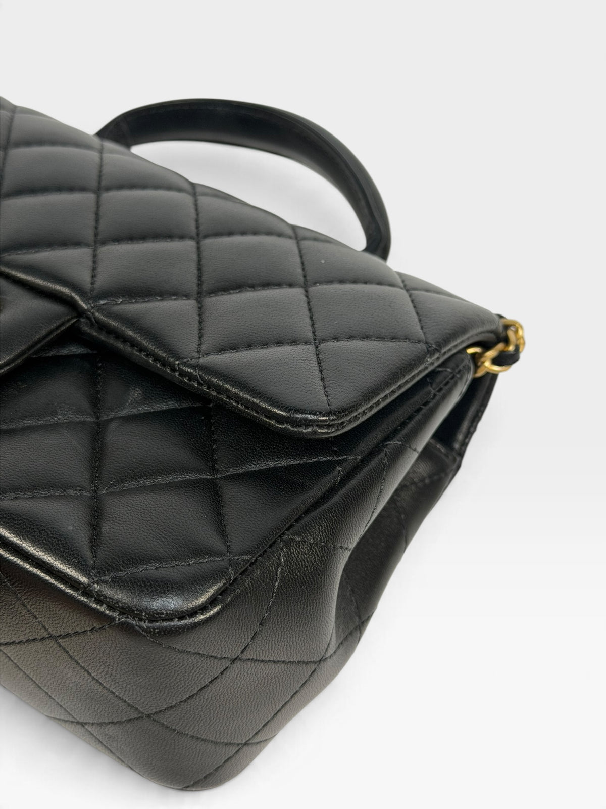 Chanel Mini Rectangle Top Handle In Black Lambskin With Gold Hardware. 100% authentic and pre loved in excellent condition.