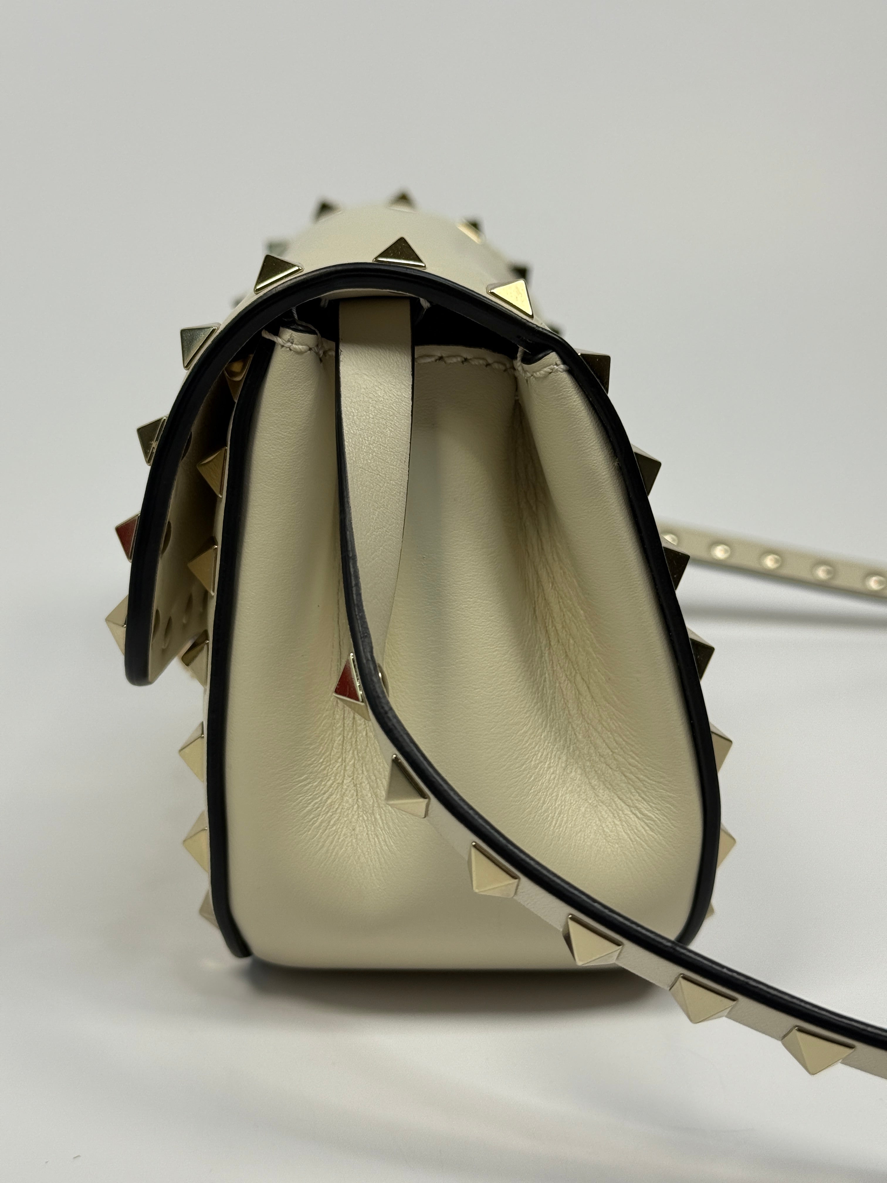 Valentino Garavani Ivory Rockstud Lock Bag