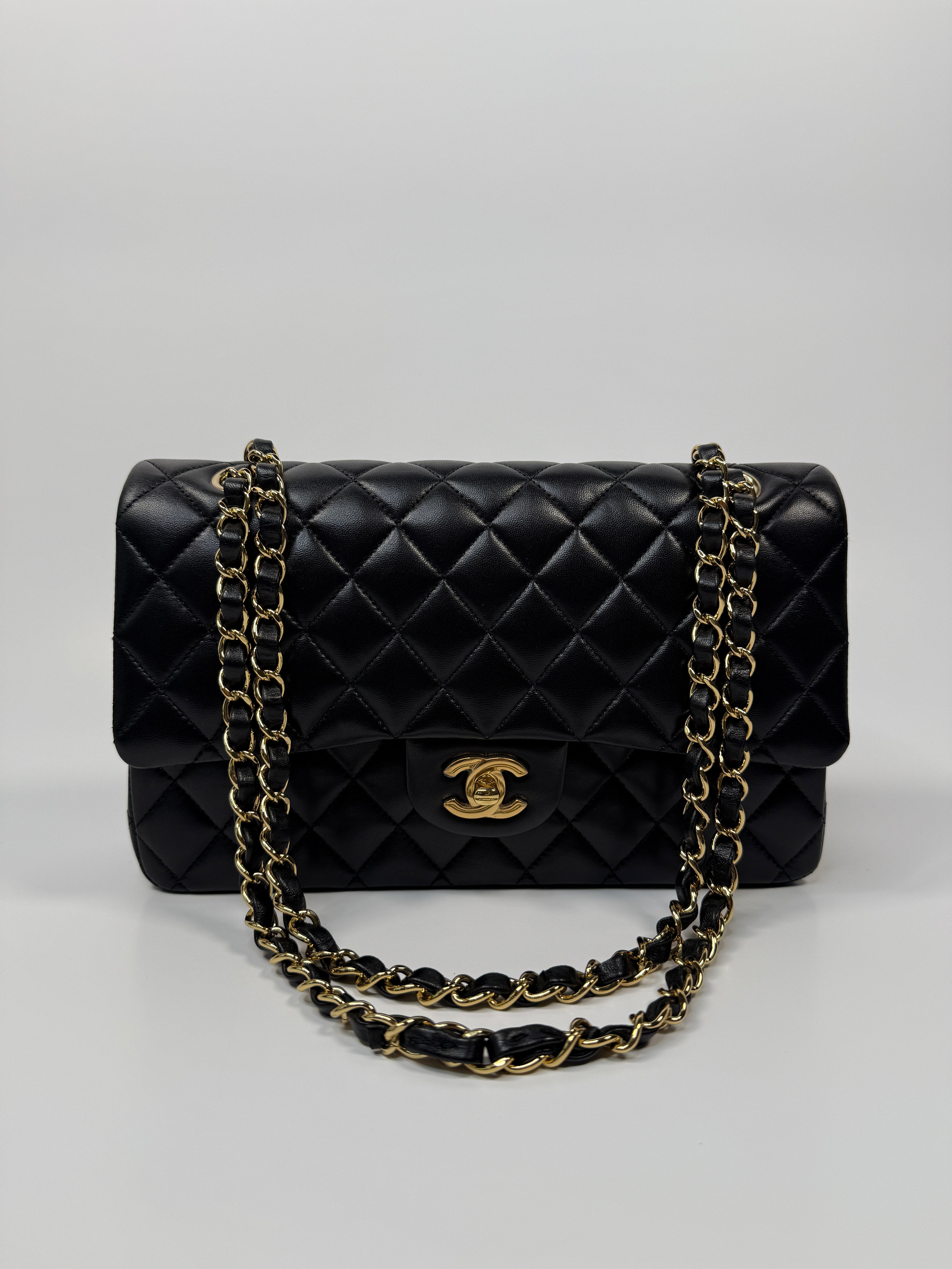 Chanel Medium Classic Double Flap Black Lambskin With Gold Hardware
Pre Loved & Authentic
