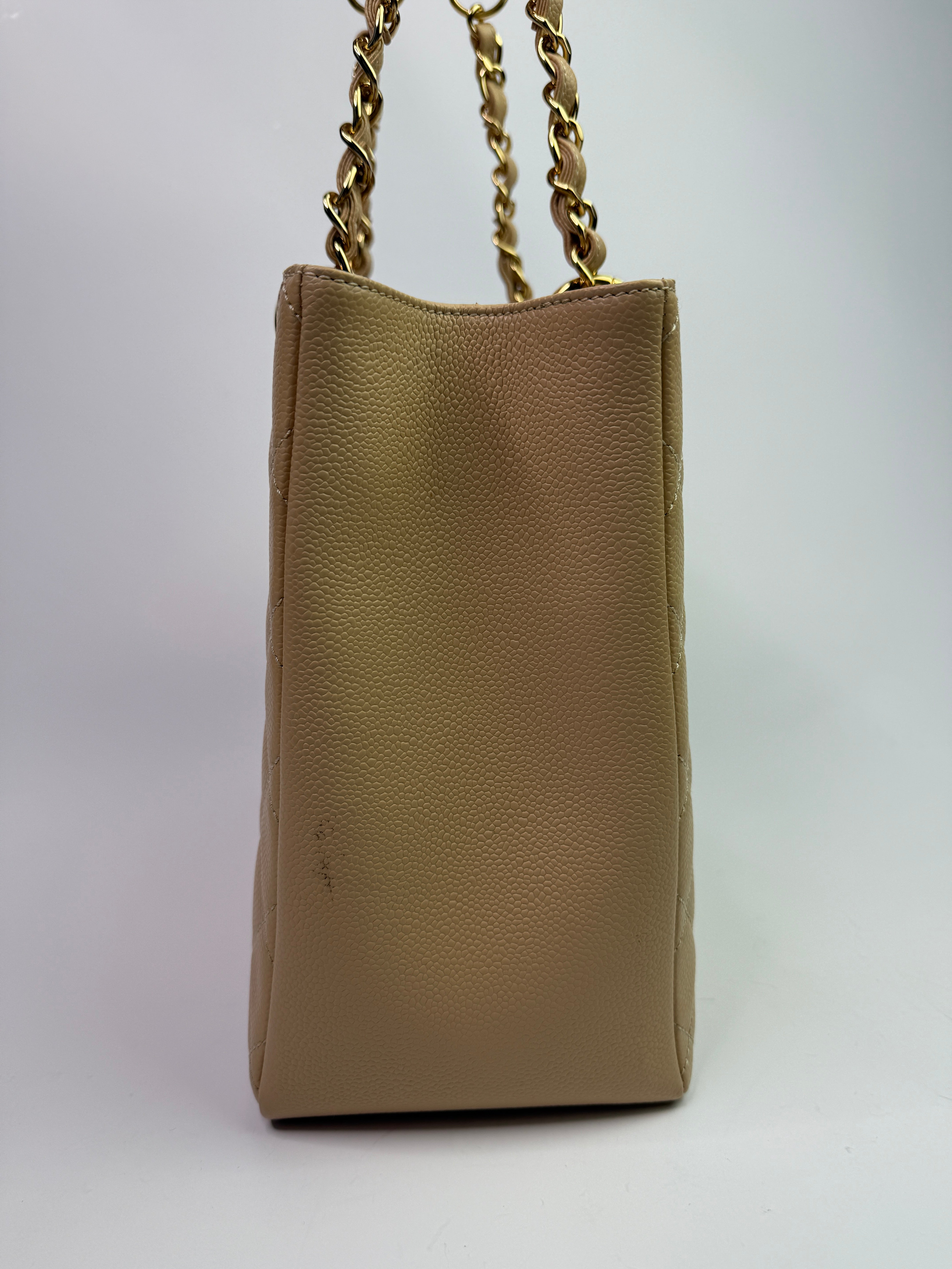 Chanel Grand Shopper Tote In Beige Caviar Leather With GHW