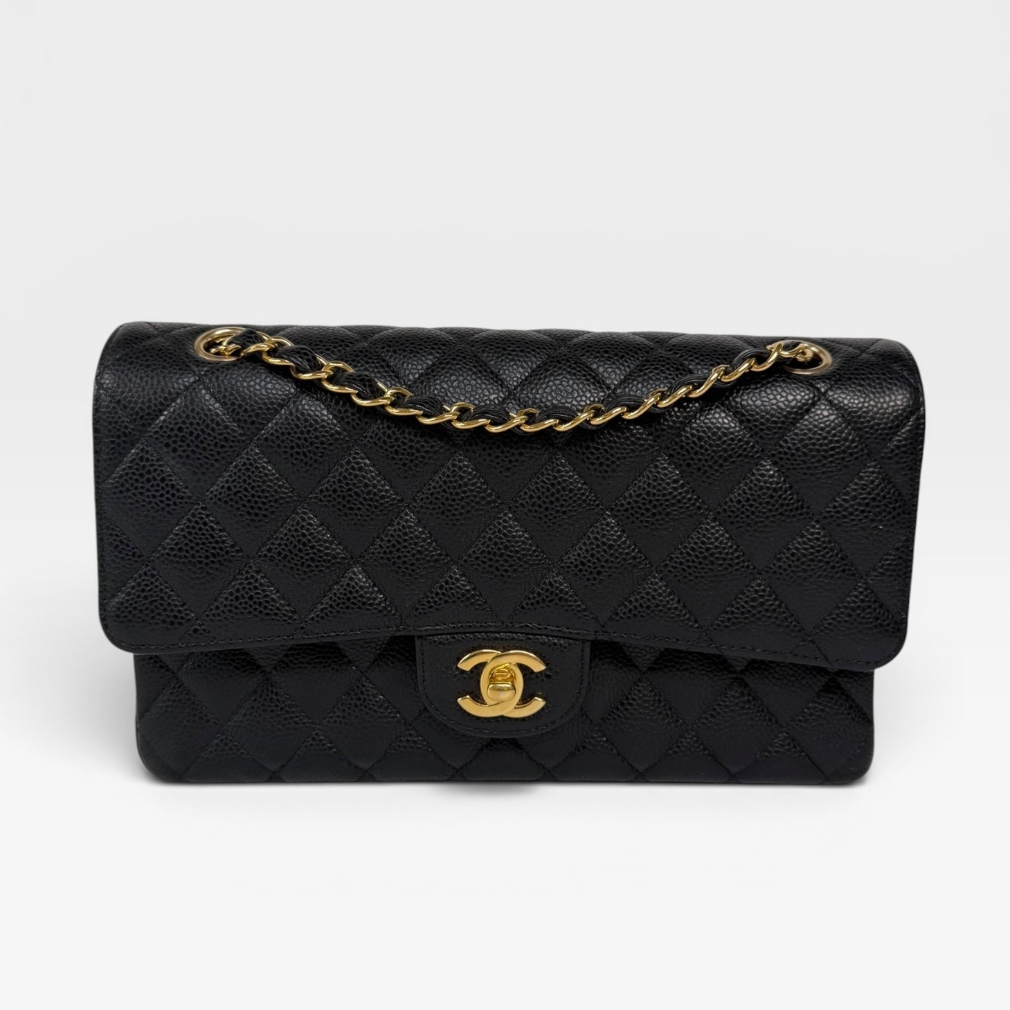 Chanel Medium Classic Double Flap Black Caviar Gold Hardware. Authentic and preloved in excellent condition. 100% guarantee