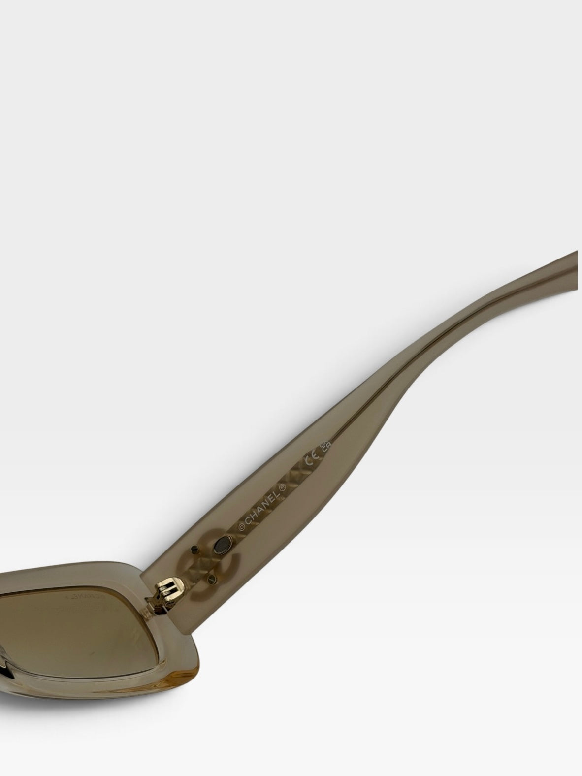 Chanel Pale Frame Sunglasses In Nude Acetate 100% authentic and preloved in excellent condition