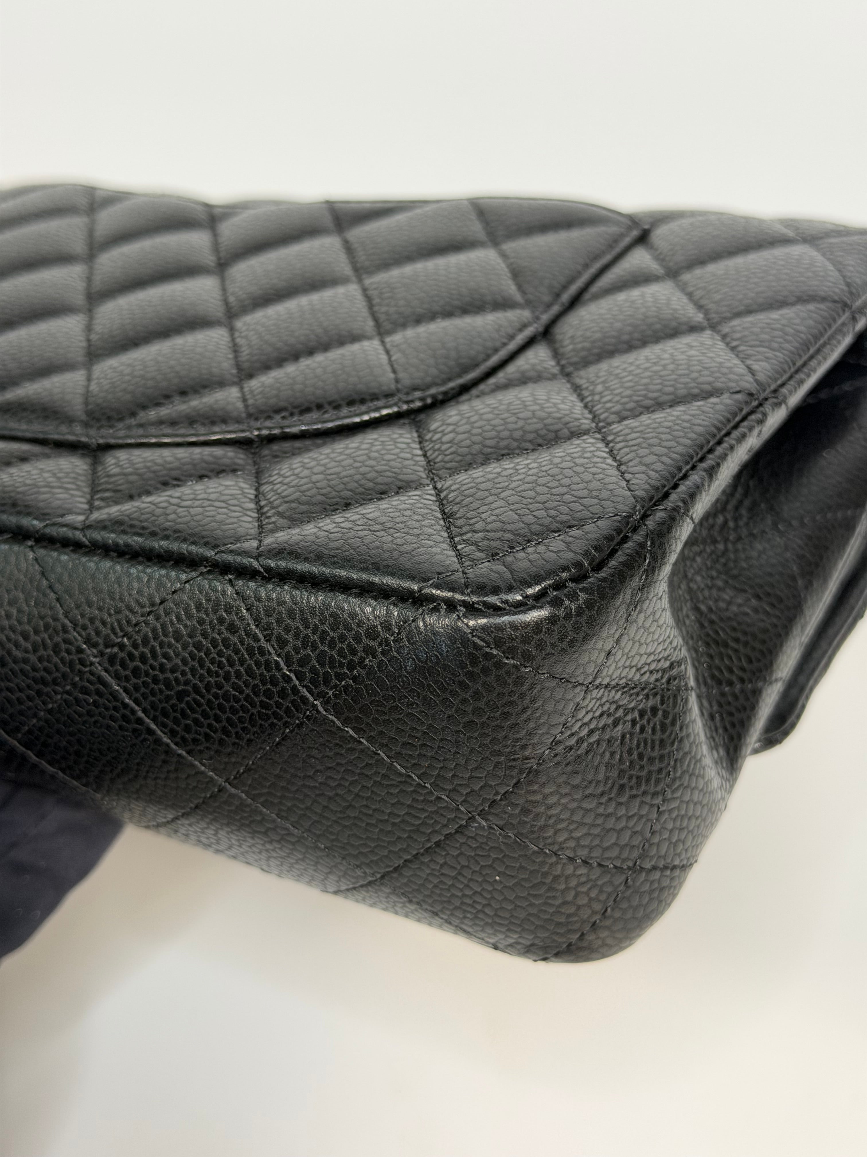 Chanel Medium Classic Double Flap Black Caviar Leather With Gold Hardware. Authentic and preloved in excellent condition