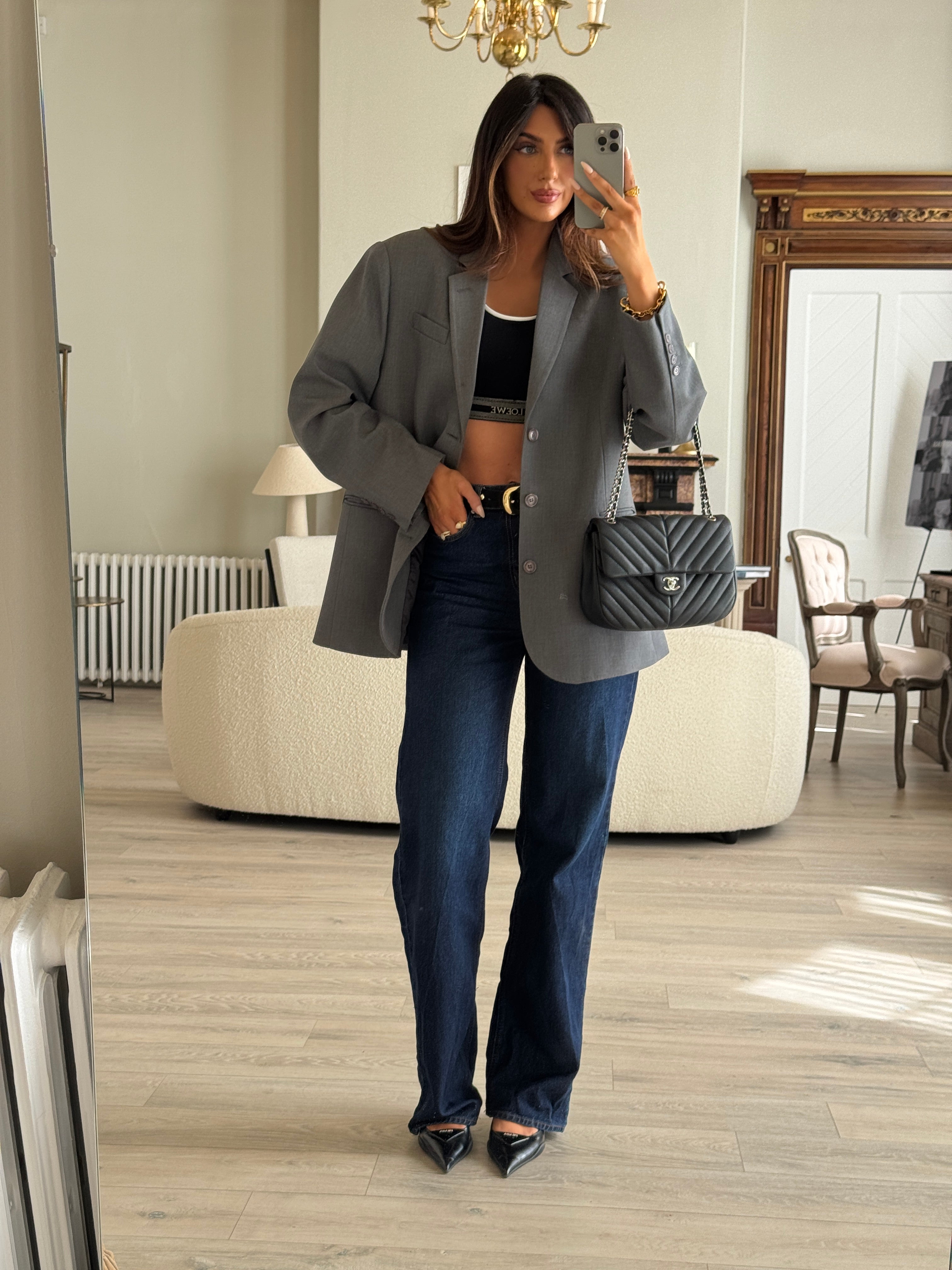 Chanel Seasonal Flap Bag In Black Chevron Caviar Leather With SHW