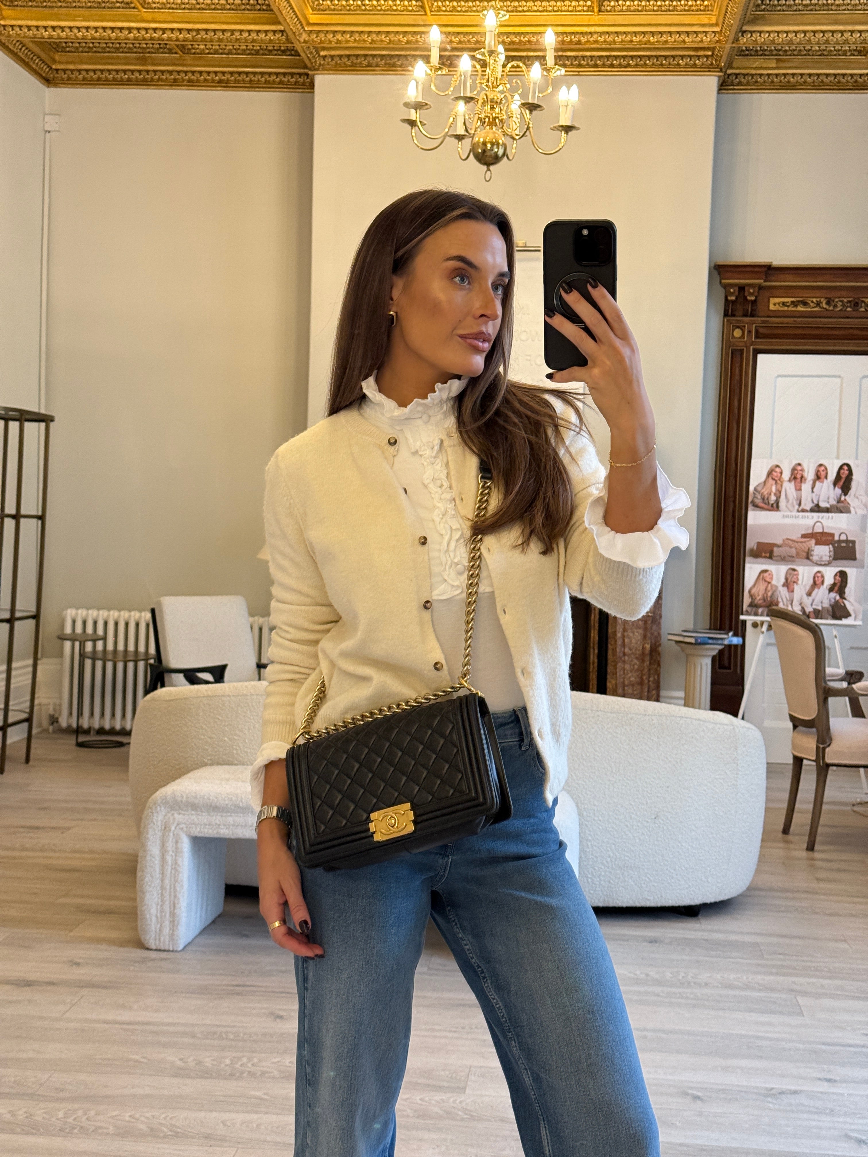 Chanel Boy Bag Medium In Black Lambskin Leather With Gold Hardware
Pre Loved & Authentic