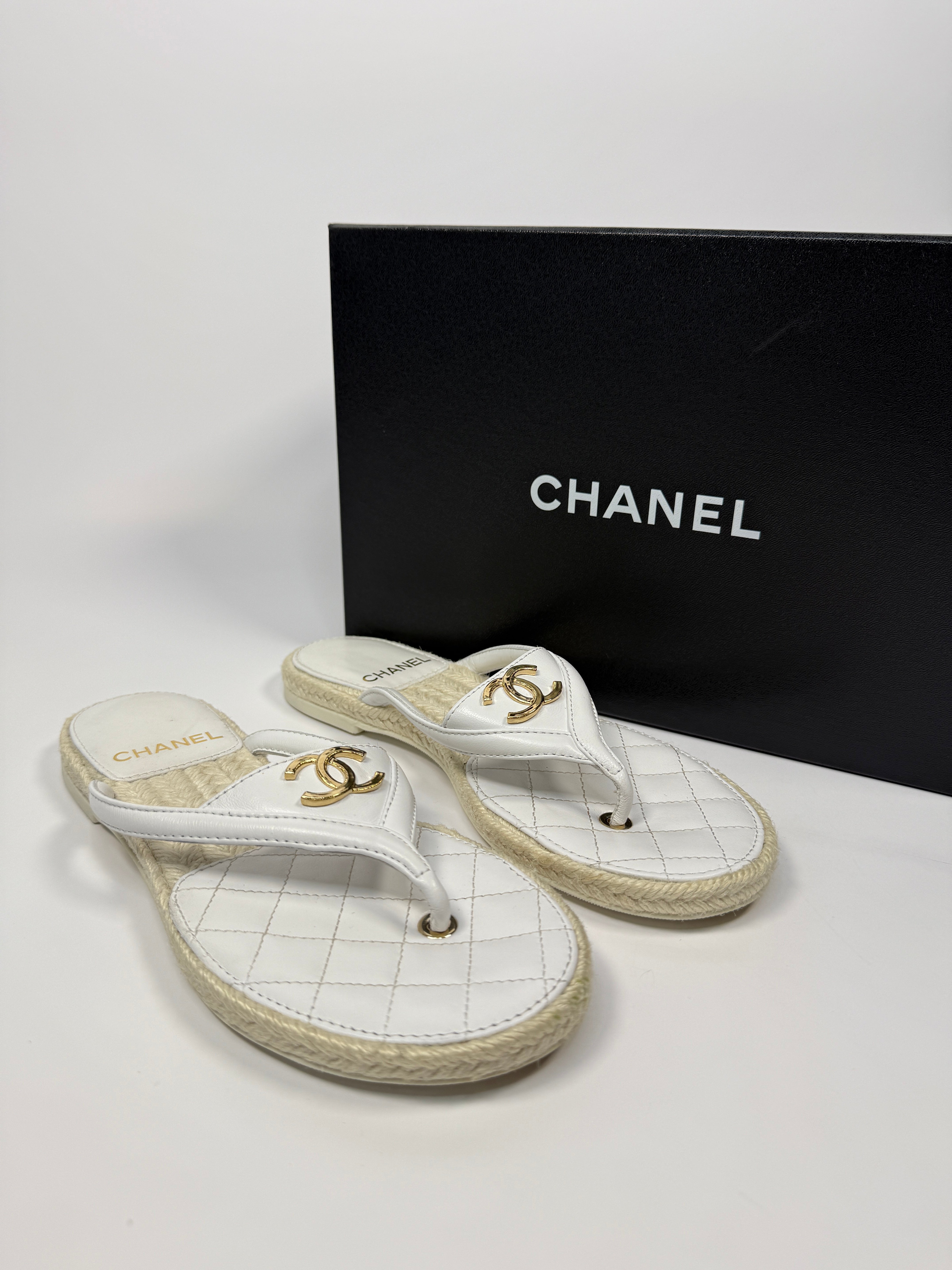 Chanel CC Thong Sandals (Size 38 / UK5)